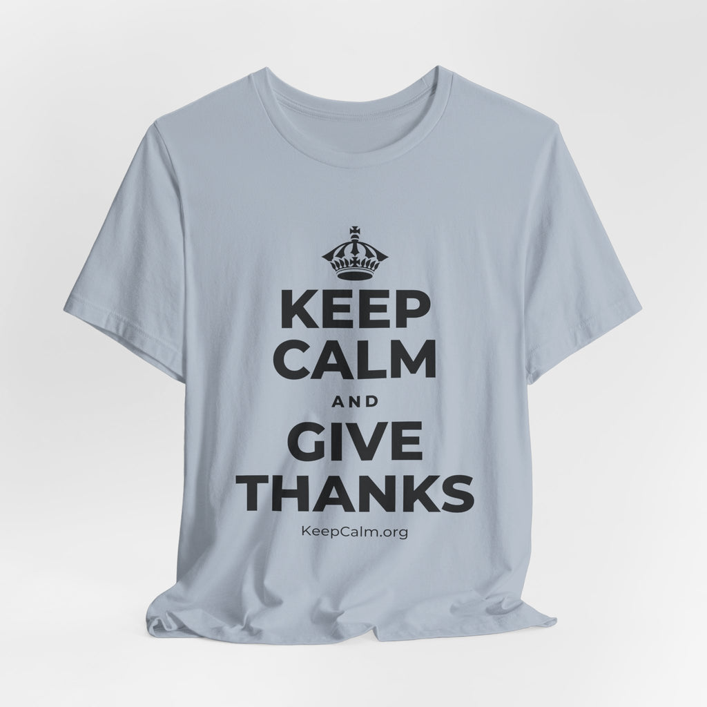 KEEP CALM AND GIVE THANKS T-Shirt (White–Asphalt)