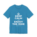 KEEP CALM AND ENJOY THE RIDE T-Shirt (White–Asphalt)