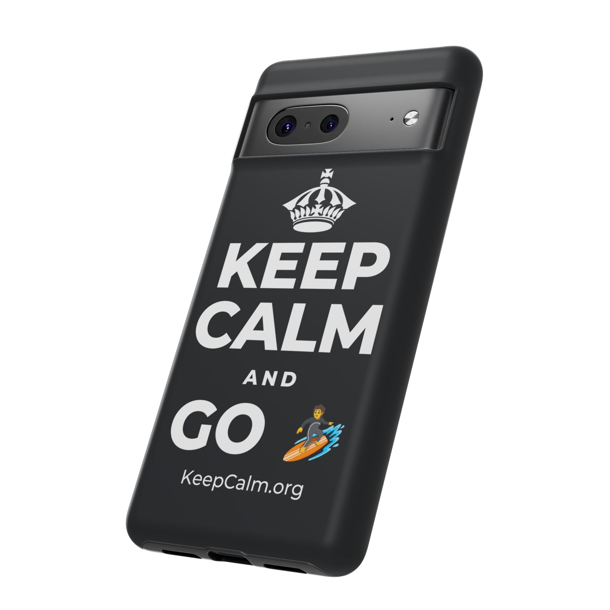 KEEP CALM AND GO 🏄 Phone Case (Dark)