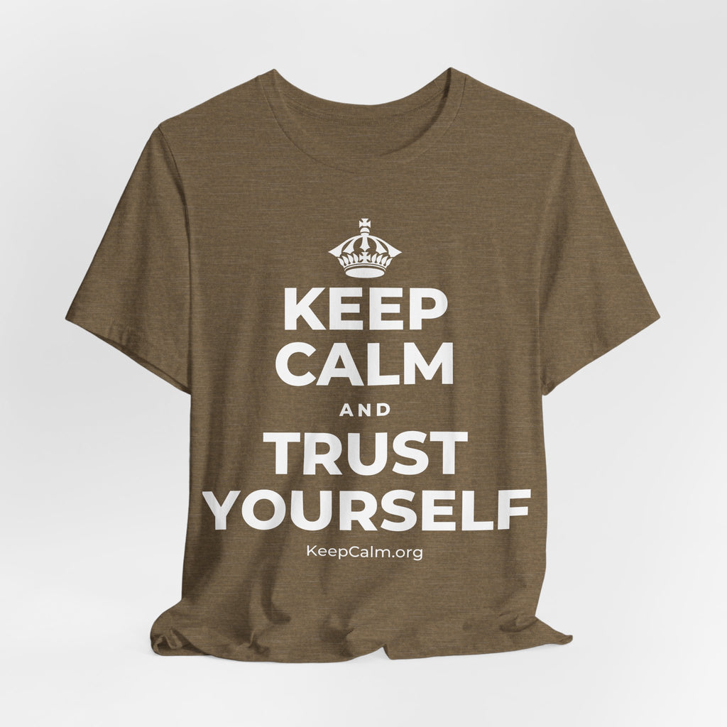 KEEP CALM AND TRUST YOURSELF T-Shirt (Soft Cream–Heather Mauve)