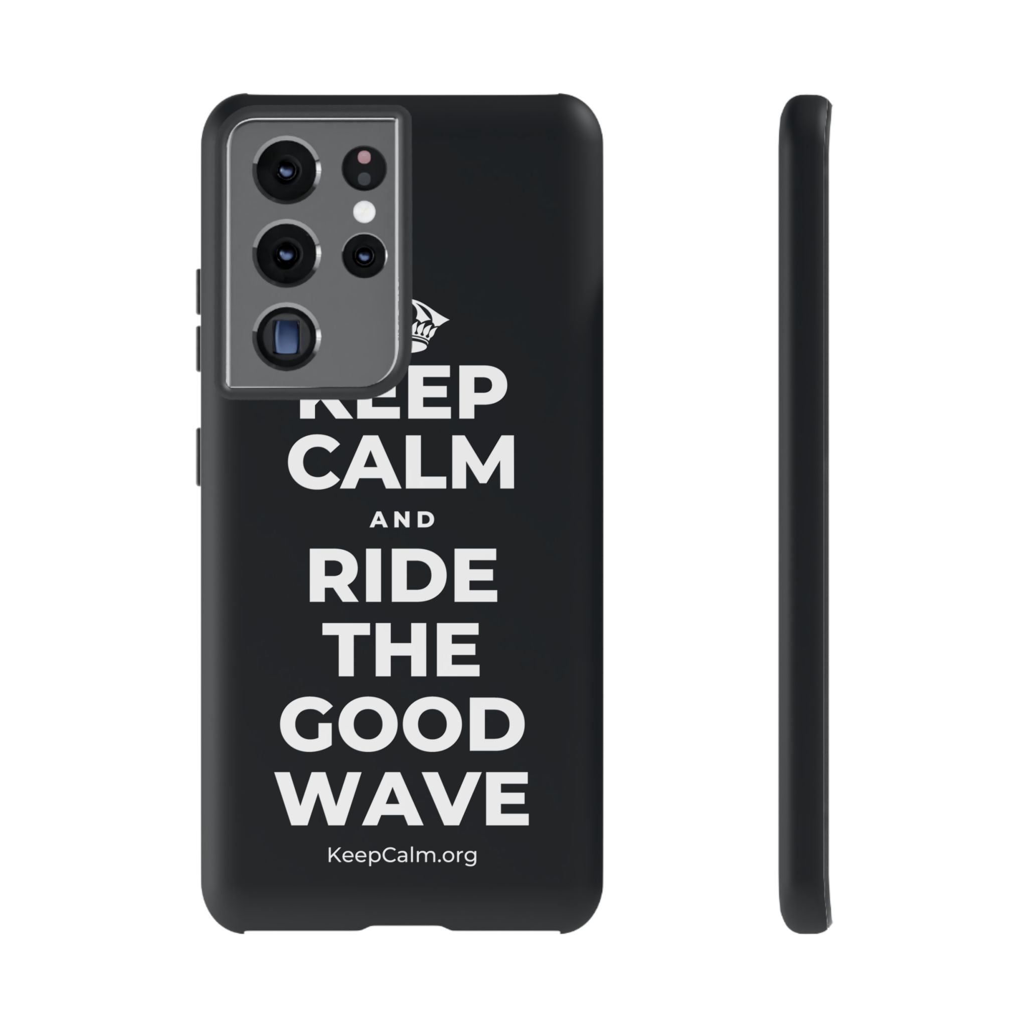 KEEP CALM AND RIDE THE GOOD WAVE Phone Case (Dark)