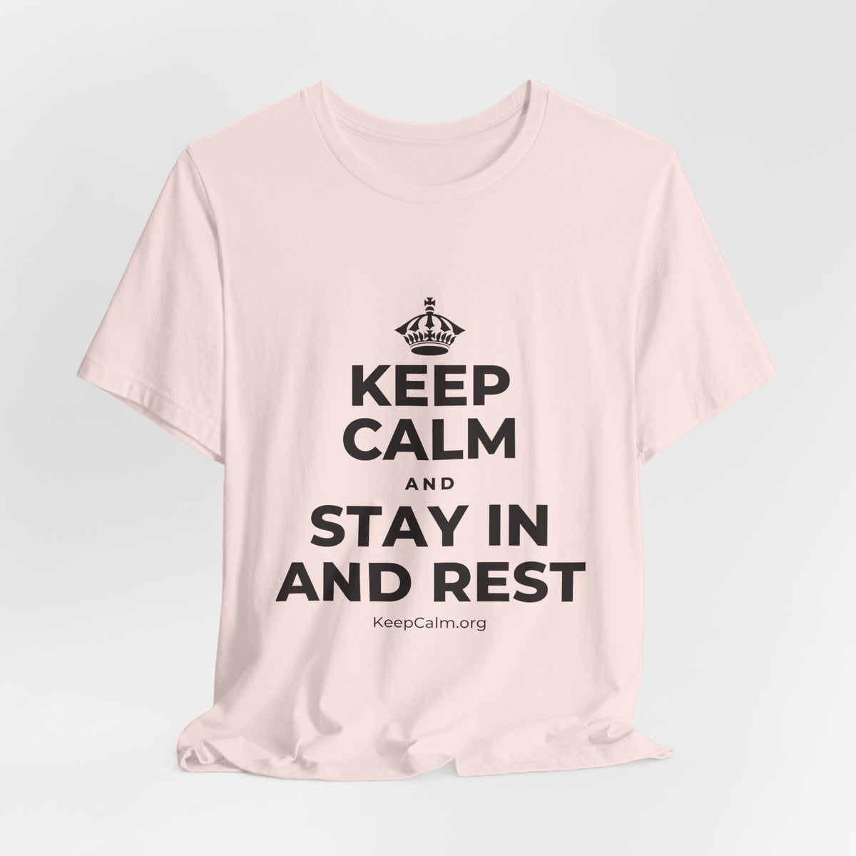 KEEP CALM AND STAY IN AND REST T-Shirt (Soft Cream–Heather Mauve)