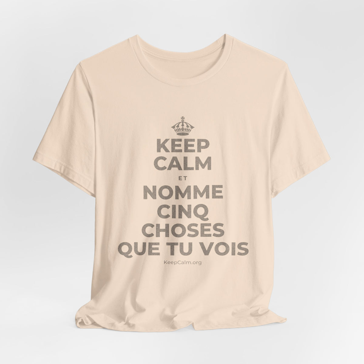KEEP CALM ET NOMME CINQ CHOSES QUE TU VOIS T-Shirt (Soft Cream–Heather Mauve)