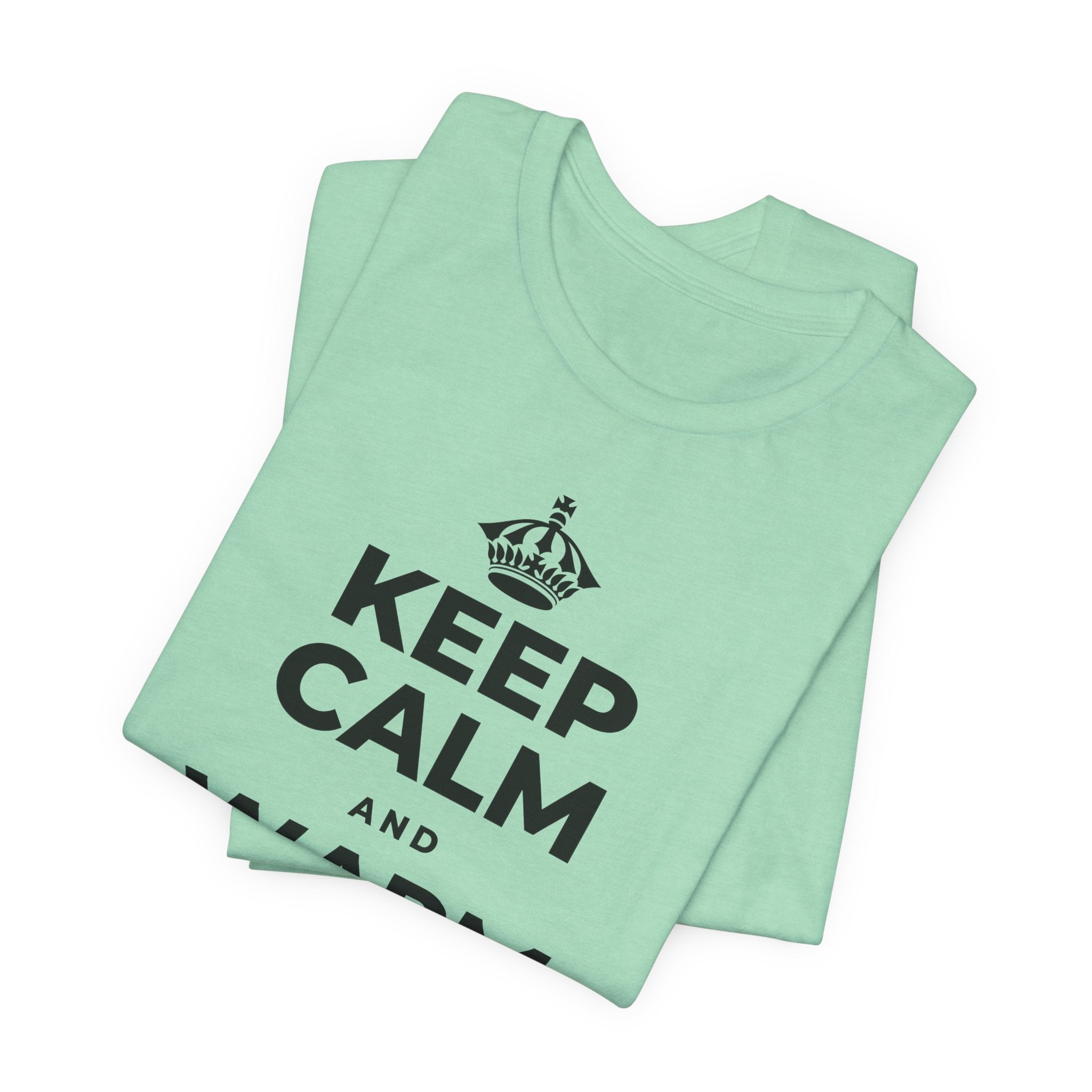 KEEP CALM AND WARM YOUR HANDS T-Shirt (Baby Blue–Silver)