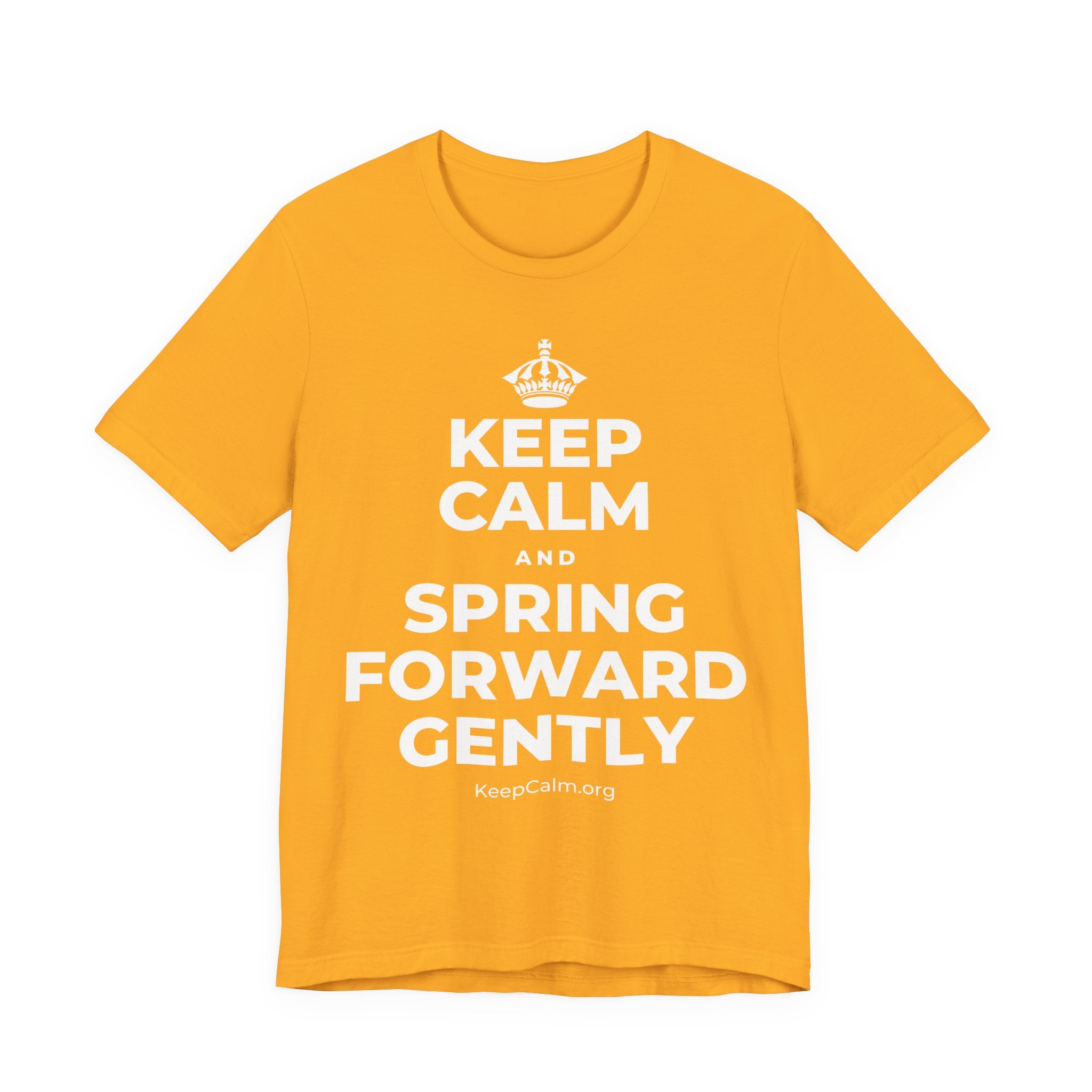 KEEP CALM AND SPRING FORWARD GENTLY T-Shirt (Baby Blue–Silver)