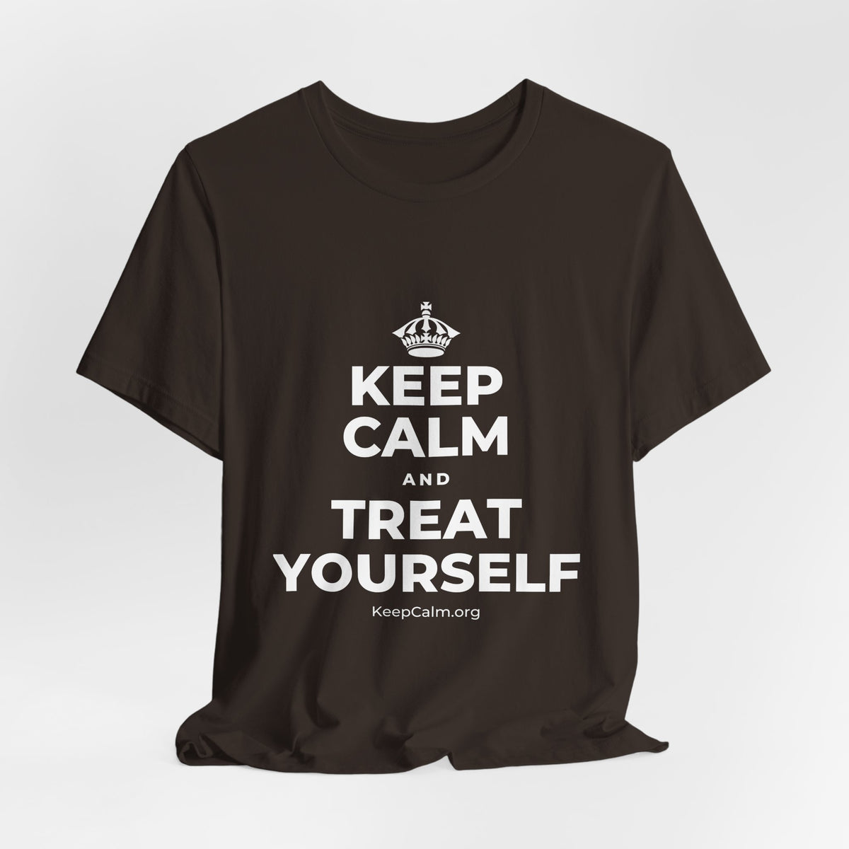 KEEP CALM AND TREAT YOURSELF T-Shirt (Soft Cream–Heather Mauve)