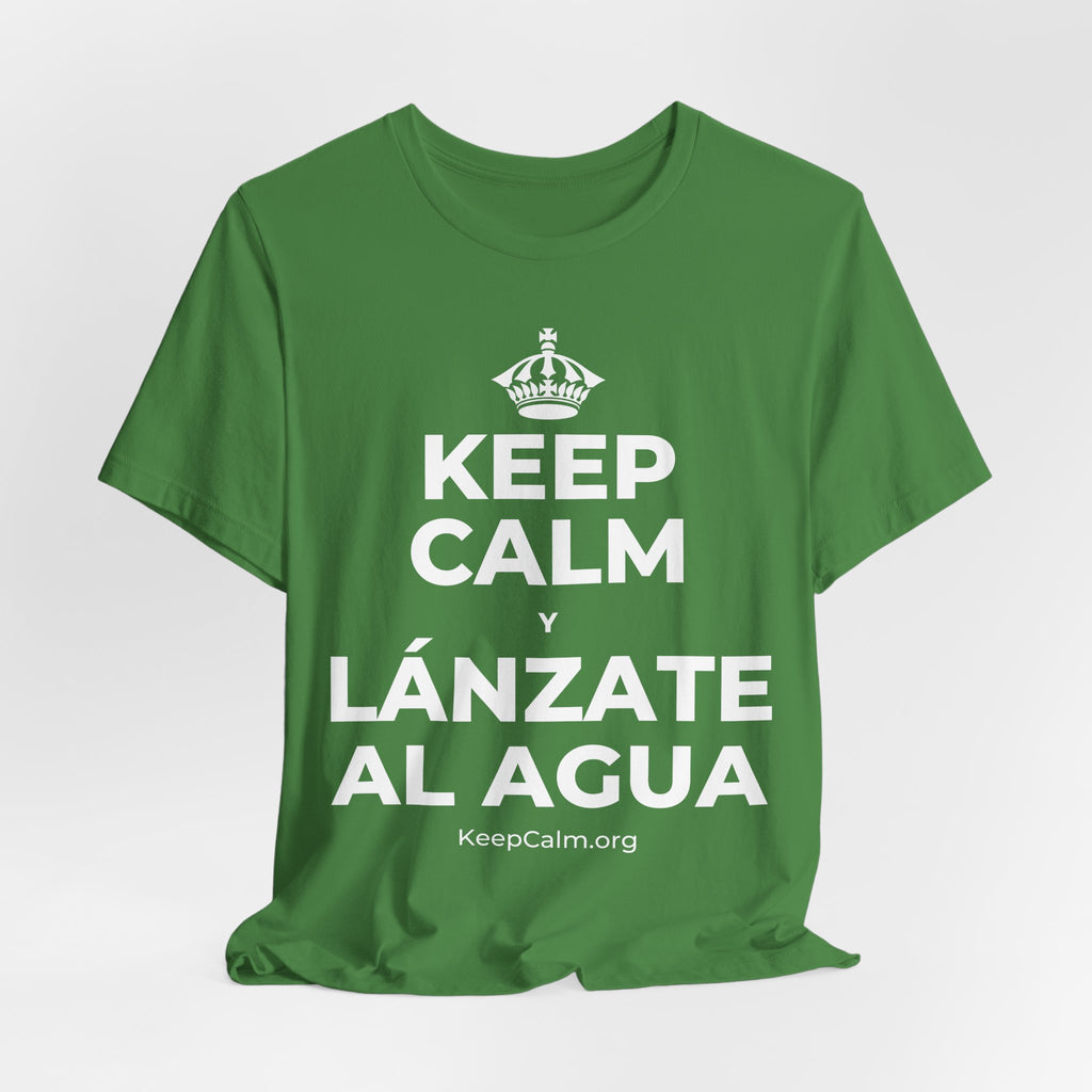 KEEP CALM Y LÁNZATE AL AGUA T-Shirt (Baby Blue–Silver)
