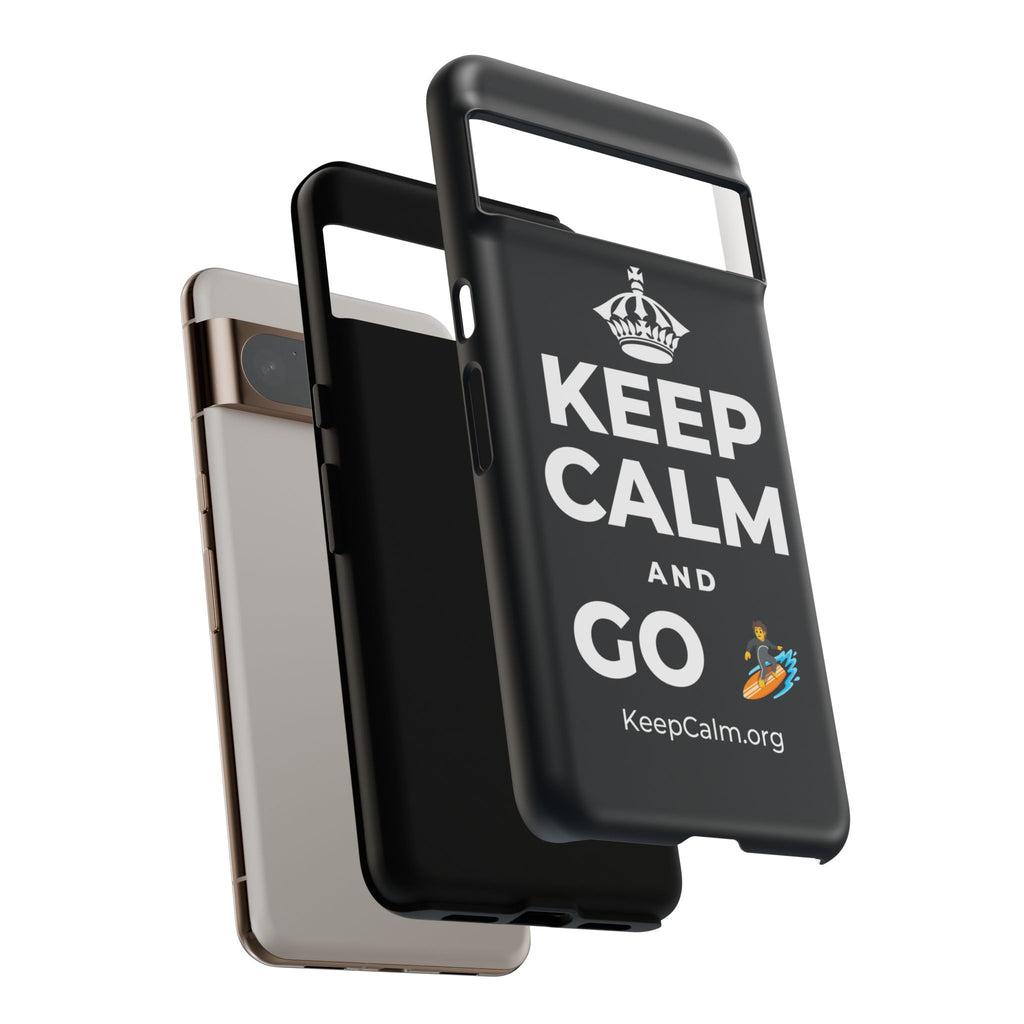KEEP CALM AND GO 🏄 Phone Case (Dark)