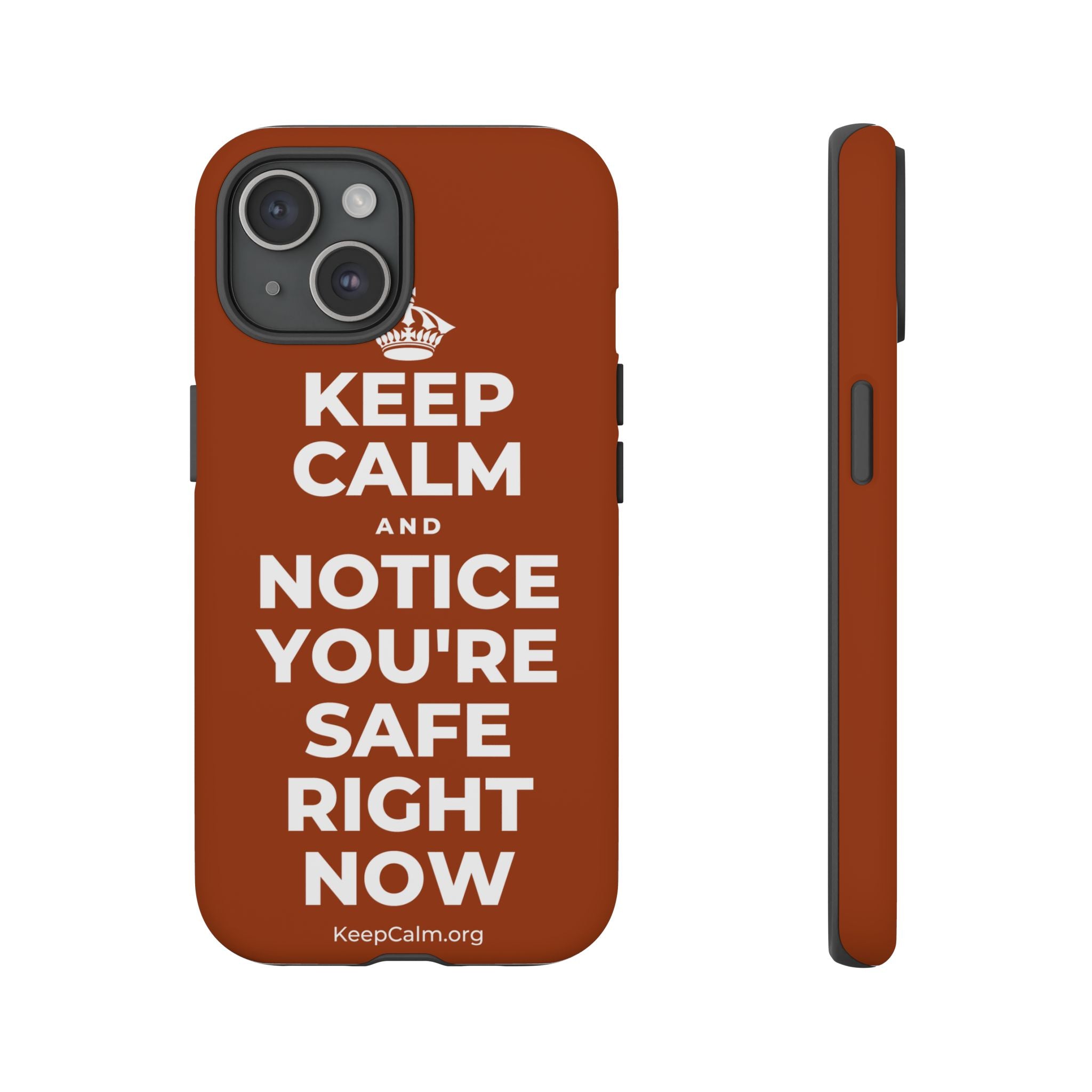 KEEP CALM AND NOTICE YOU'RE SAFE RIGHT NOW Phone Case