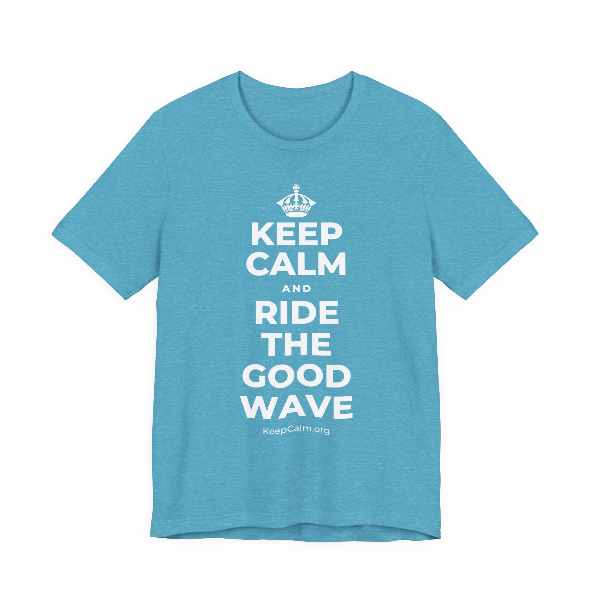KEEP CALM AND RIDE THE GOOD WAVE T-Shirt (Soft Cream–Heather Mauve)