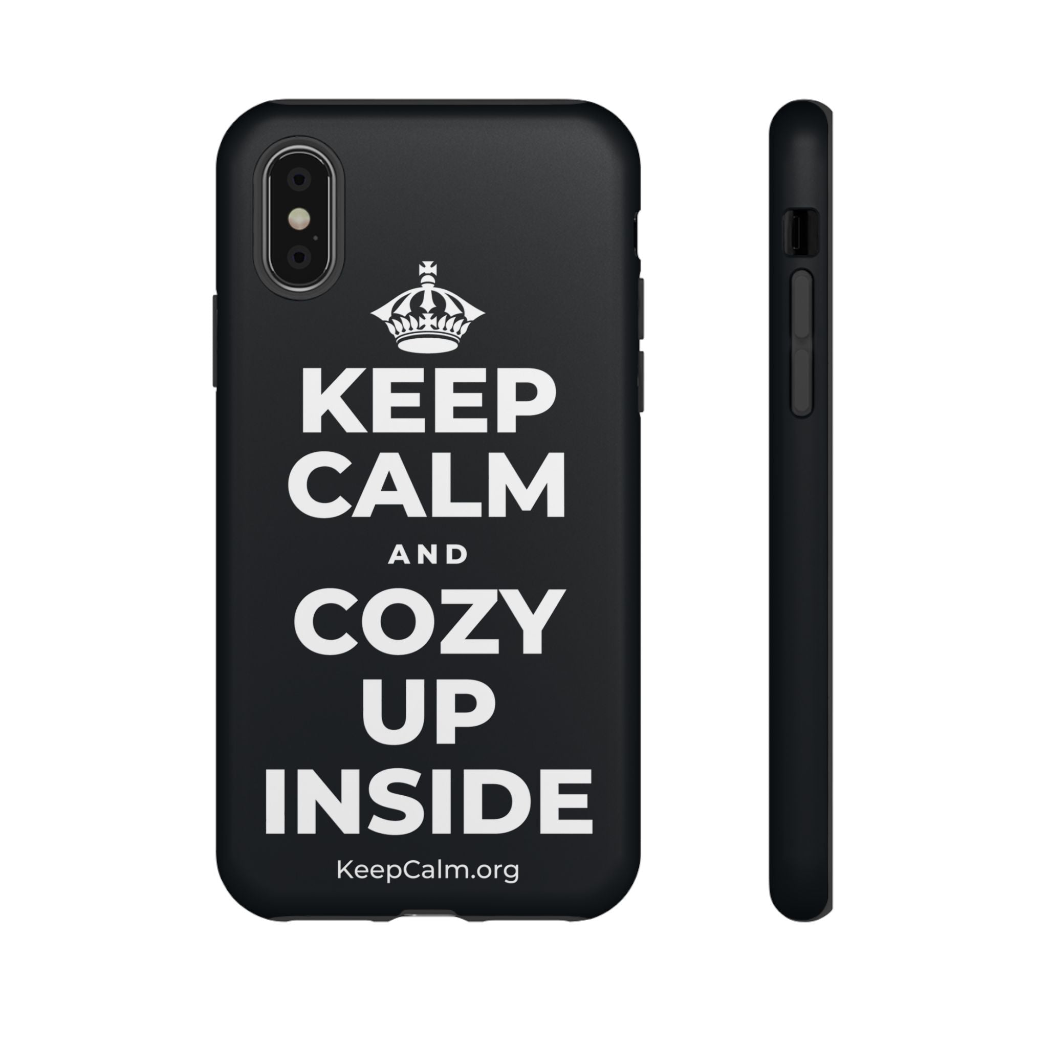 KEEP CALM AND COZY UP INSIDE Phone Case (Dark)