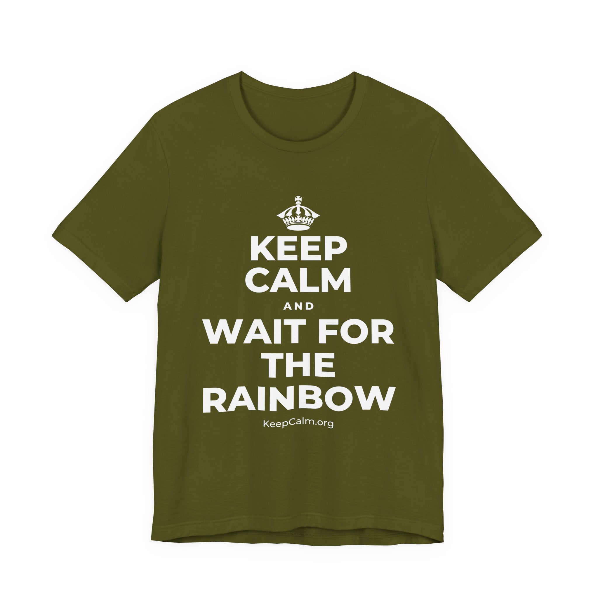 KEEP CALM AND WAIT FOR THE RAINBOW T-Shirt (Baby Blue–Silver)