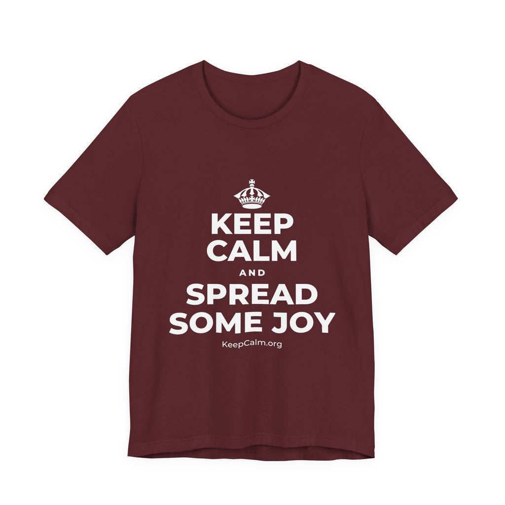 KEEP CALM AND SPREAD SOME JOY T-Shirt (Baby Blue–Silver)