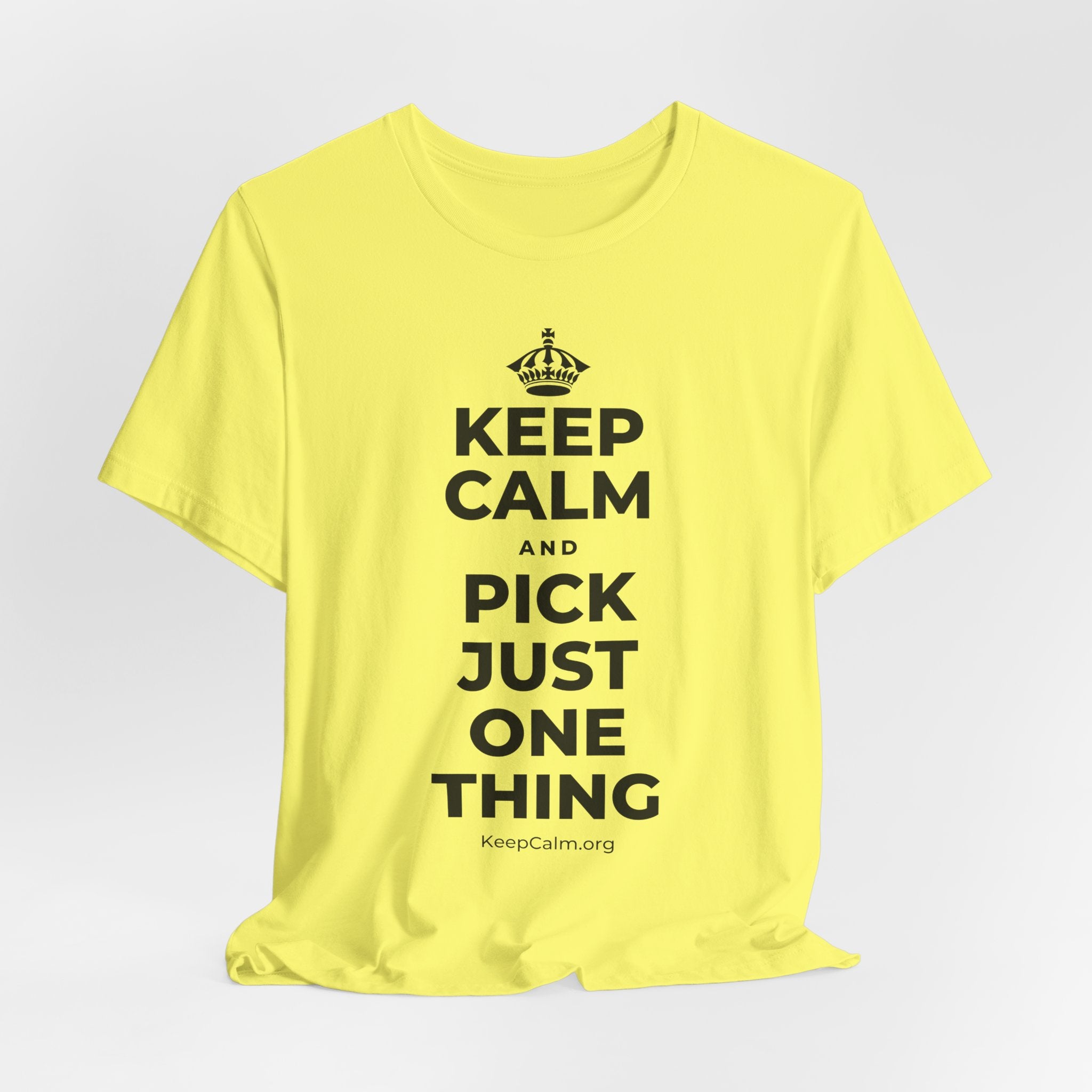 KEEP CALM AND PICK JUST ONE THING T-Shirt (Soft Cream–Heather Mauve)