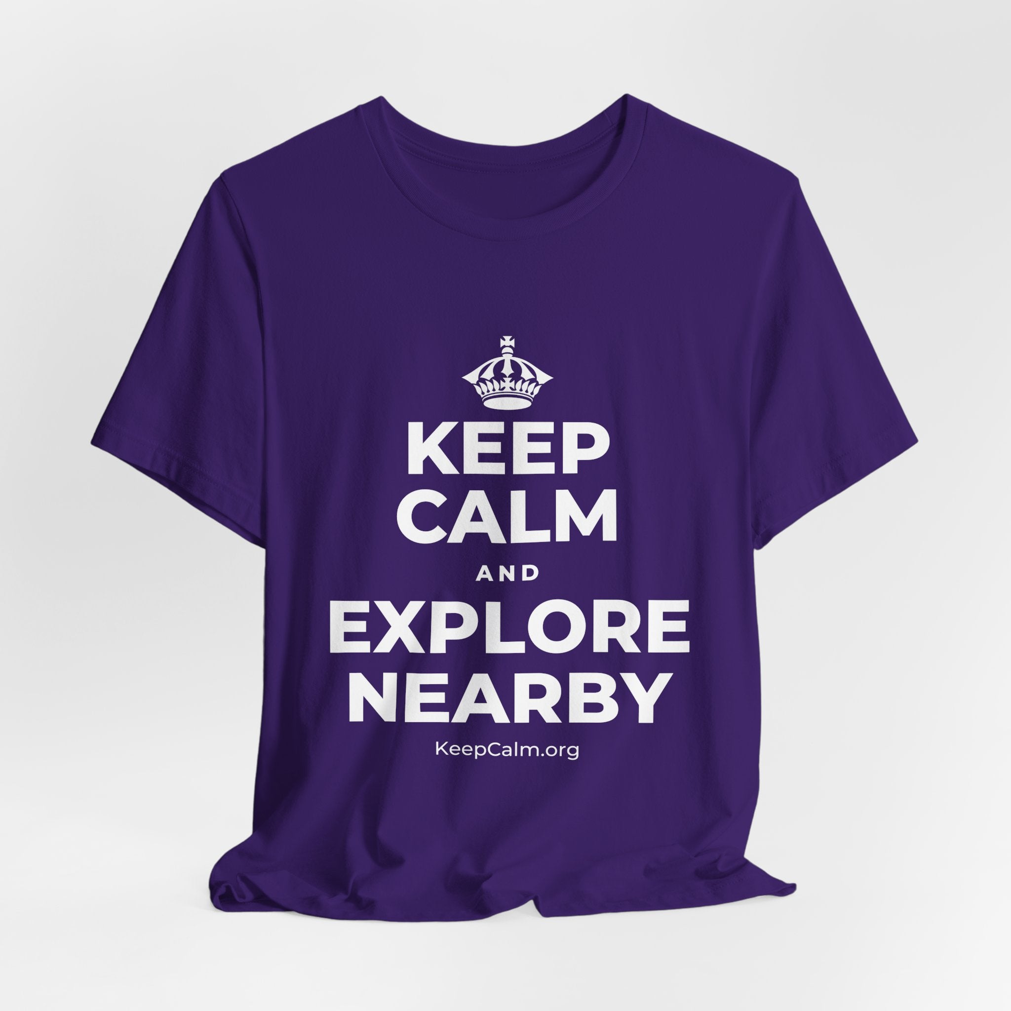 KEEP CALM AND EXPLORE NEARBY T-Shirt (Soft Cream–Heather Mauve)
