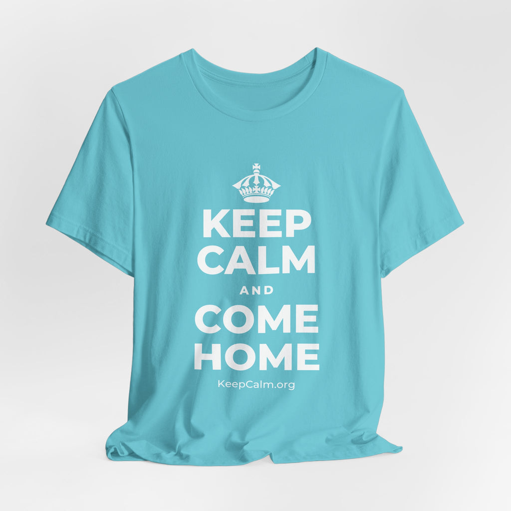 KEEP CALM AND COME HOME T-Shirt (Soft Cream–Heather Mauve)