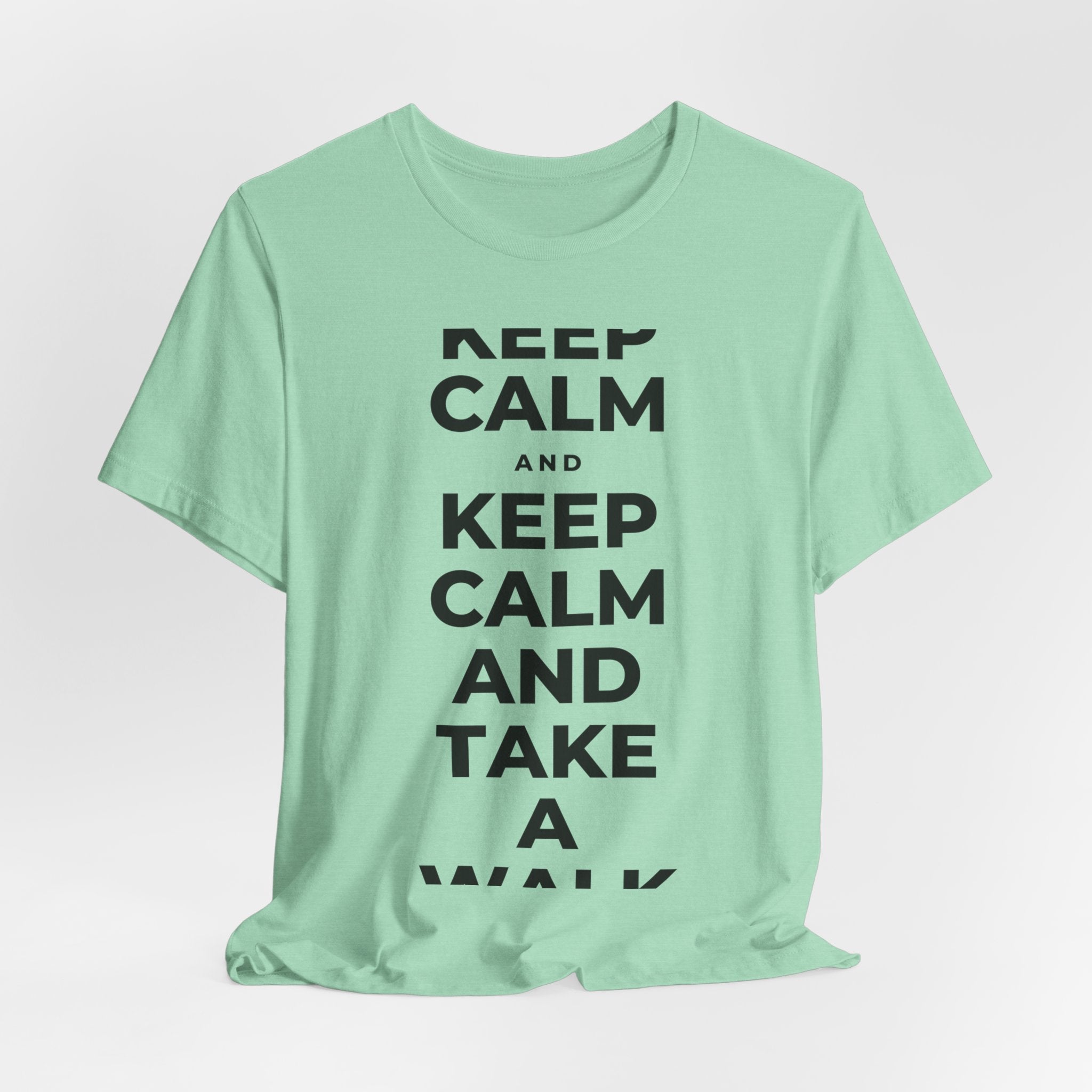 KEEP CALM AND TAKE A WALK T-Shirt (Baby Blue–Silver)