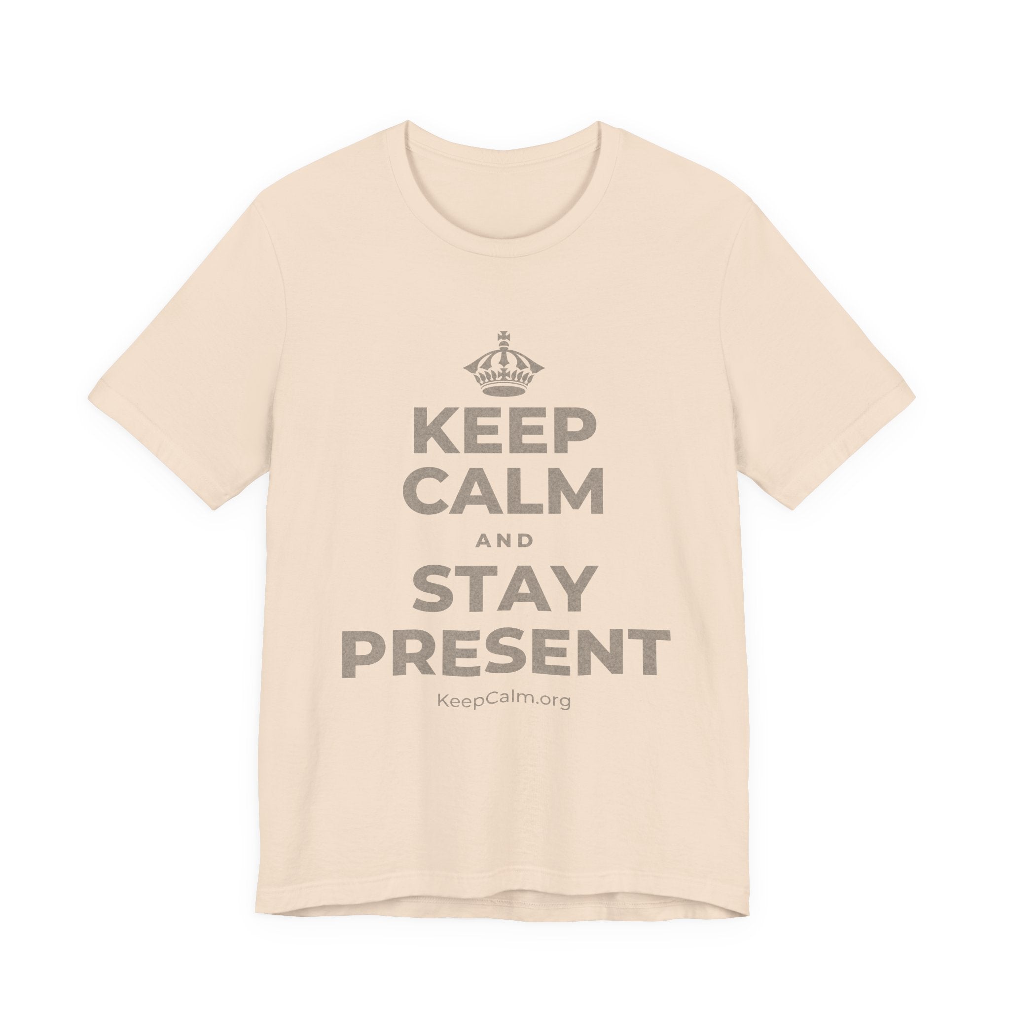 KEEP CALM AND STAY PRESENT T-Shirt (Soft Cream–Heather Mauve)