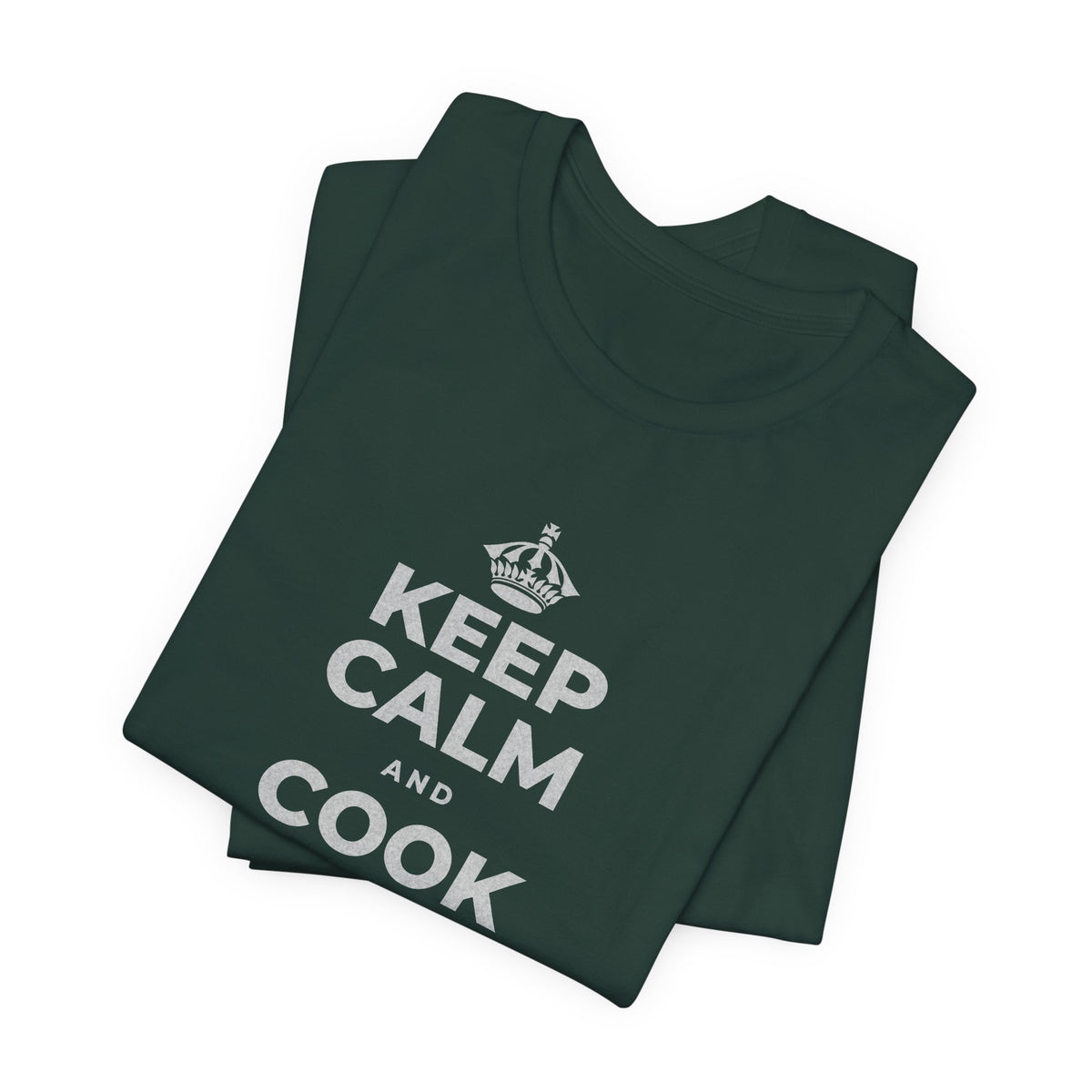 KEEP CALM AND COOK SOMETHING T-Shirt (White–Asphalt)