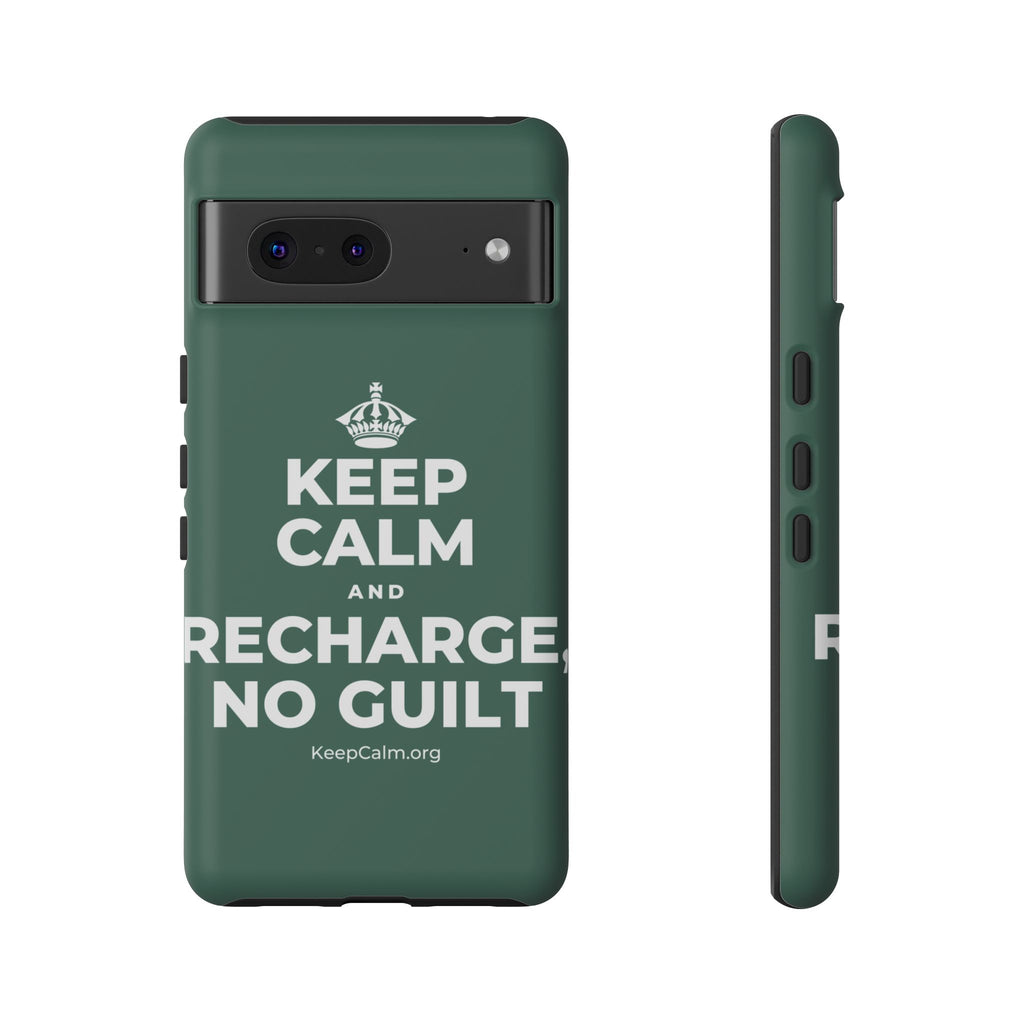 KEEP CALM AND RECHARGE, NO GUILT Phone Case