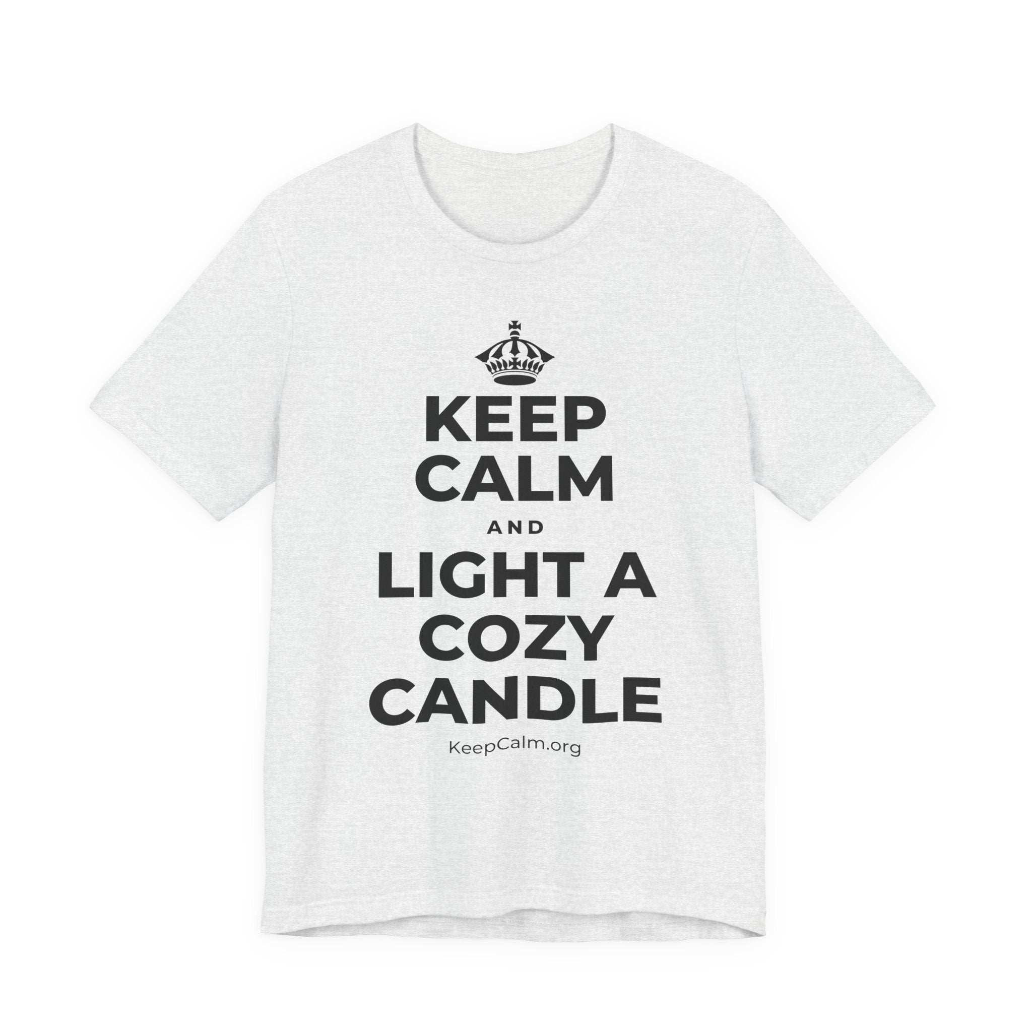 KEEP CALM AND LIGHT A COZY CANDLE T-Shirt (Soft Cream–Heather Mauve)