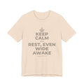 KEEP CALM AND REST, EVEN WIDE AWAKE T-Shirt (Soft Cream–Heather Mauve)