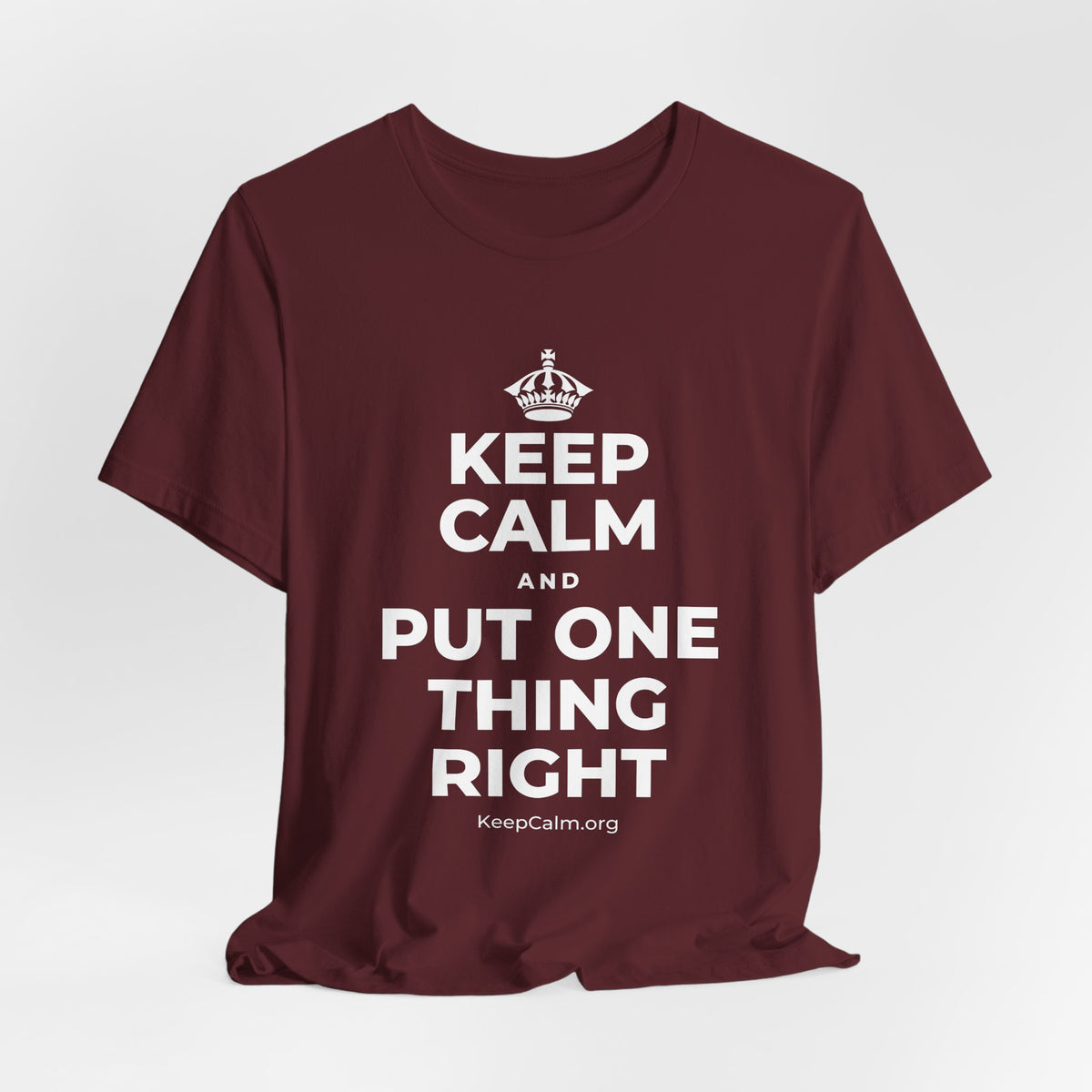 KEEP CALM AND PUT ONE THING RIGHT T-Shirt (Baby Blue–Silver)