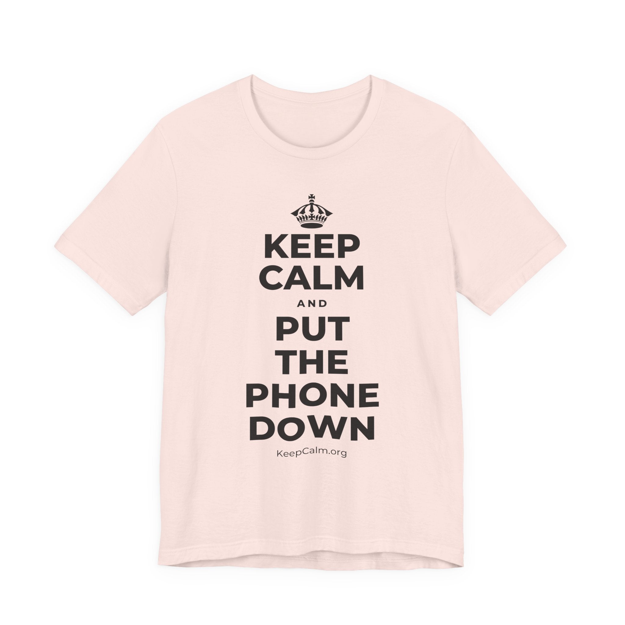 KEEP CALM AND PUT THE PHONE DOWN T-Shirt (Soft Cream–Heather Mauve)