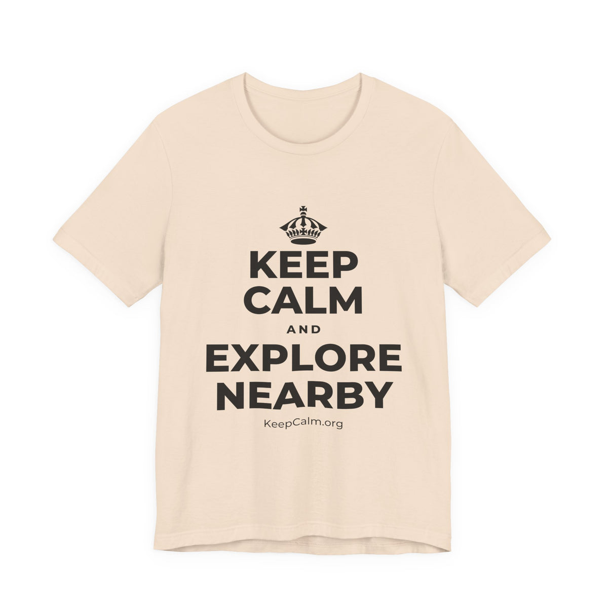 KEEP CALM AND EXPLORE NEARBY T-Shirt (Soft Cream–Heather Mauve)