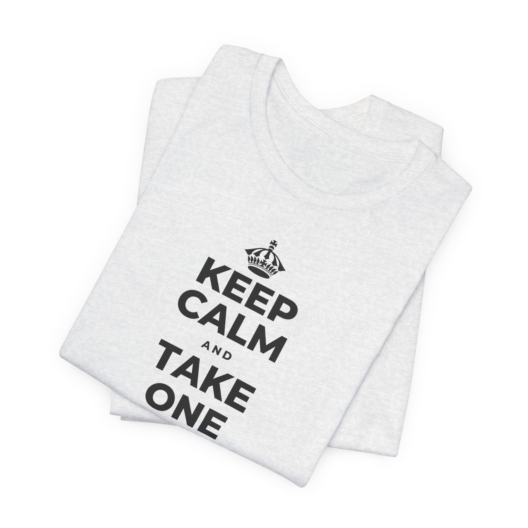 KEEP CALM AND TAKE ONE GOOD DAY AT A TIME T-Shirt (Soft Cream–Heather Mauve)