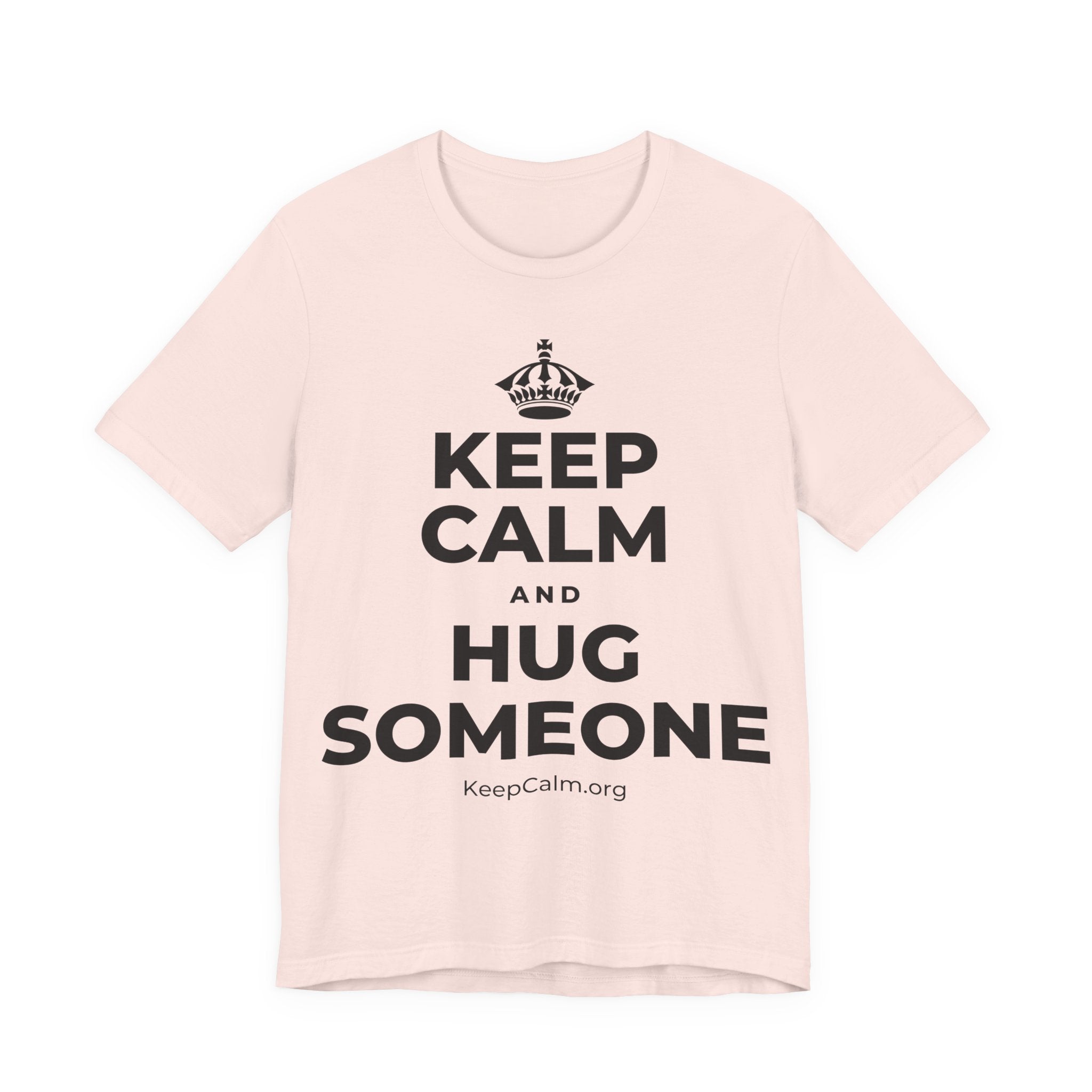 KEEP CALM AND HUG SOMEONE T-Shirt (Soft Cream–Heather Mauve)
