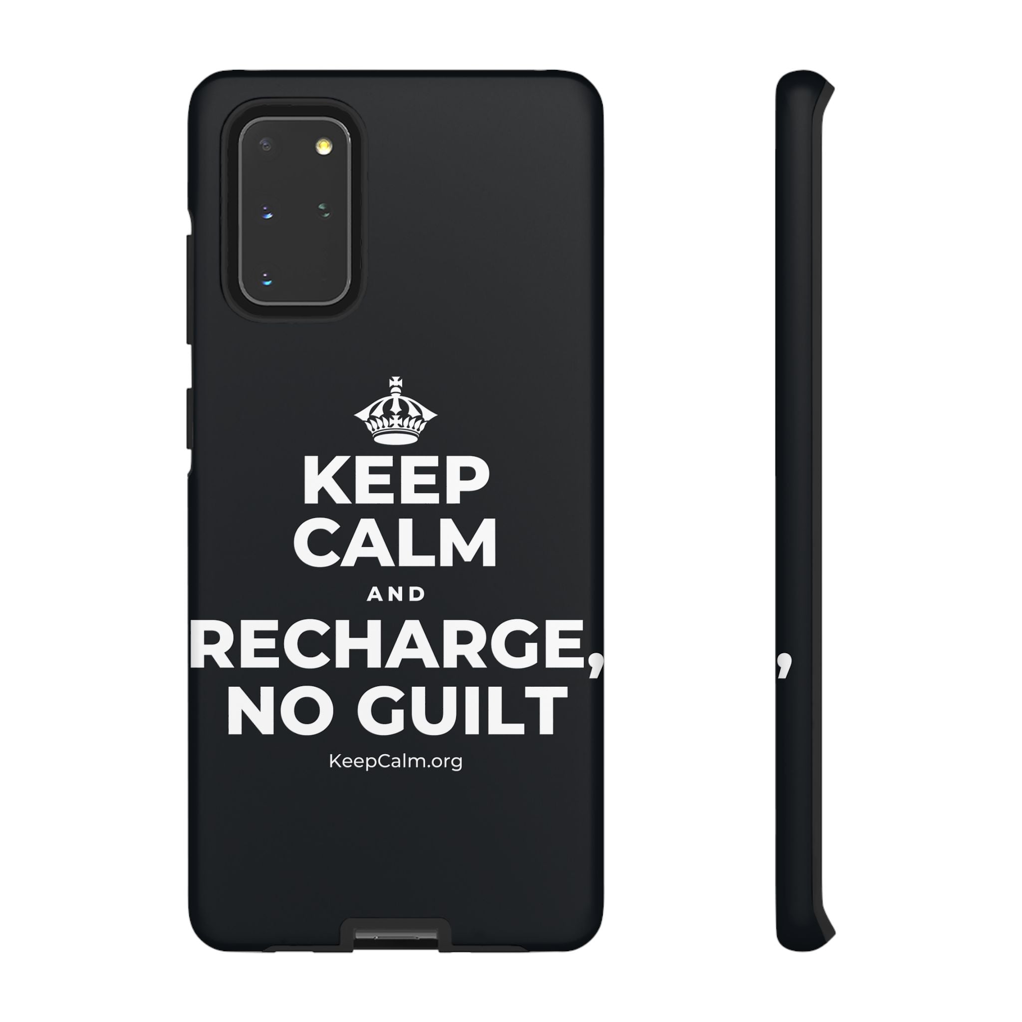 KEEP CALM AND RECHARGE, NO GUILT Phone Case (Dark)