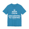 KEEP CALM Y ENCUENTRA TU CENTRO T-Shirt (White–Asphalt)