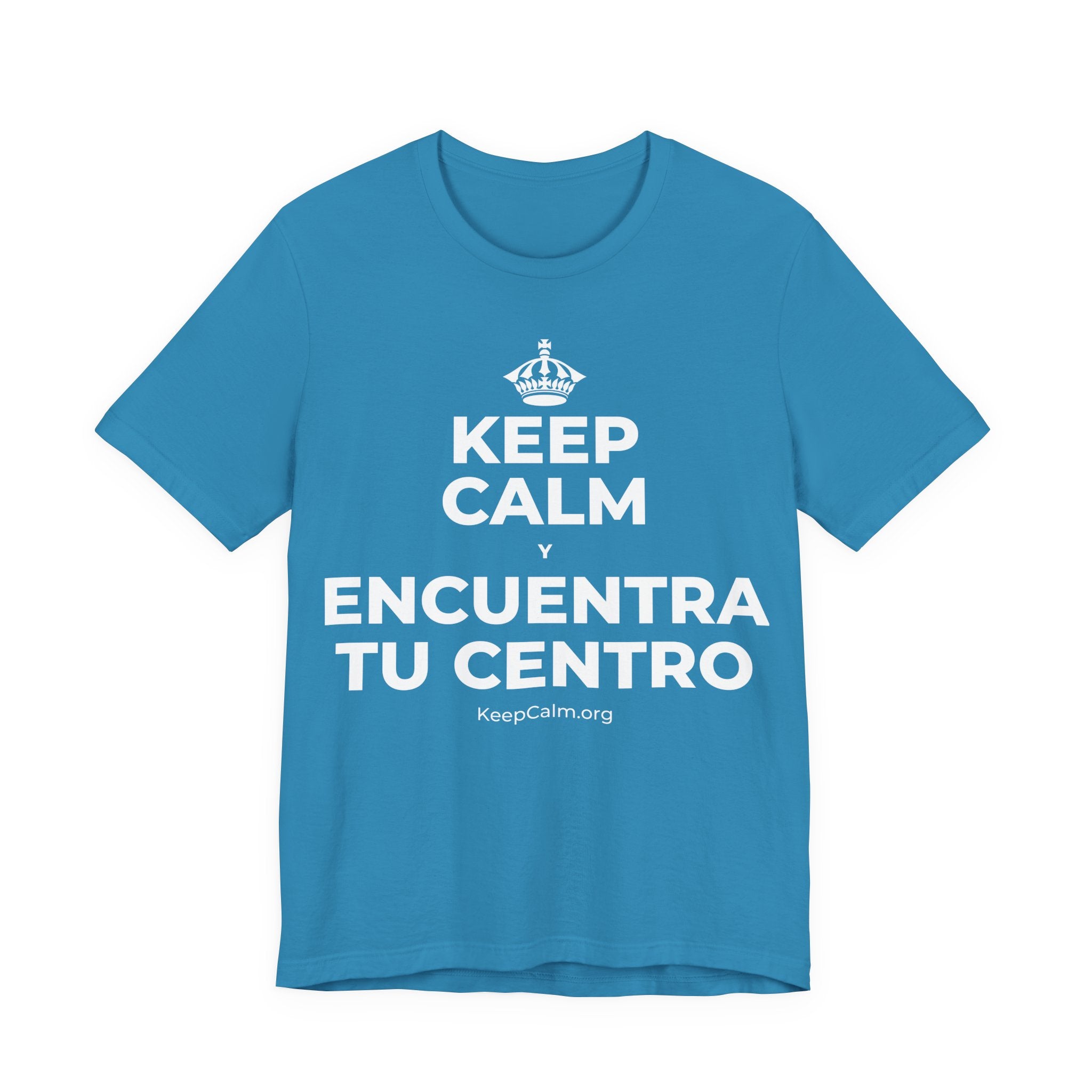 KEEP CALM Y ENCUENTRA TU CENTRO T-Shirt (White–Asphalt)