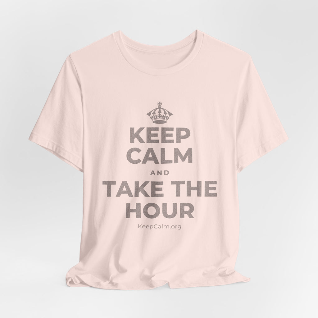 KEEP CALM AND TAKE THE HOUR T-Shirt (Soft Cream–Heather Mauve)