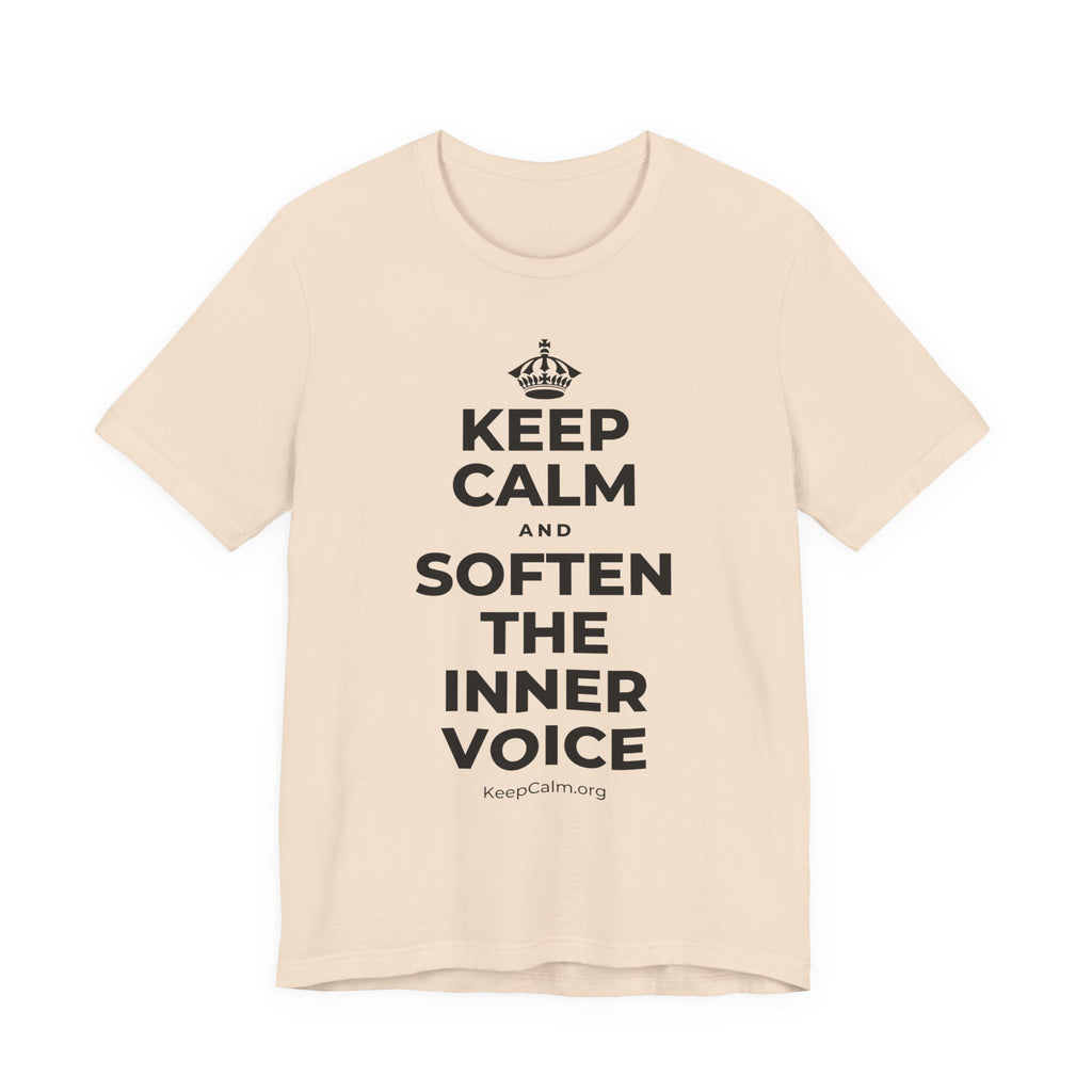 KEEP CALM AND SOFTEN THE INNER VOICE T-Shirt (Soft Cream–Heather Mauve)