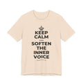 KEEP CALM AND SOFTEN THE INNER VOICE T-Shirt (Soft Cream–Heather Mauve)