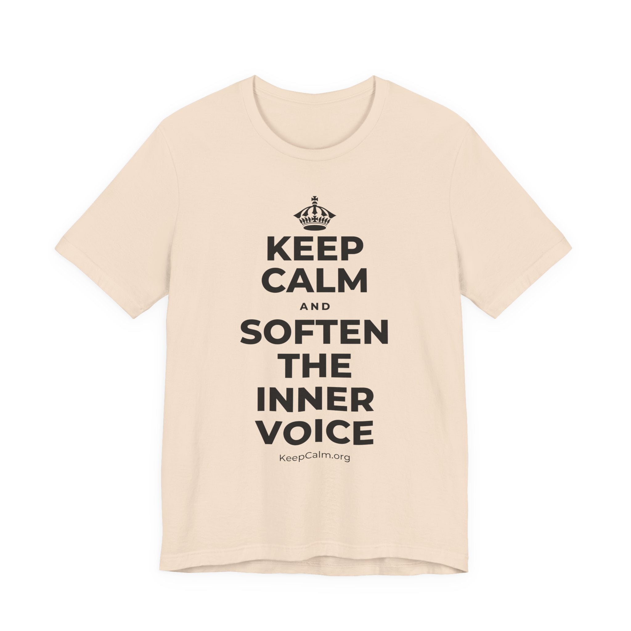 KEEP CALM AND SOFTEN THE INNER VOICE T-Shirt (Soft Cream–Heather Mauve)