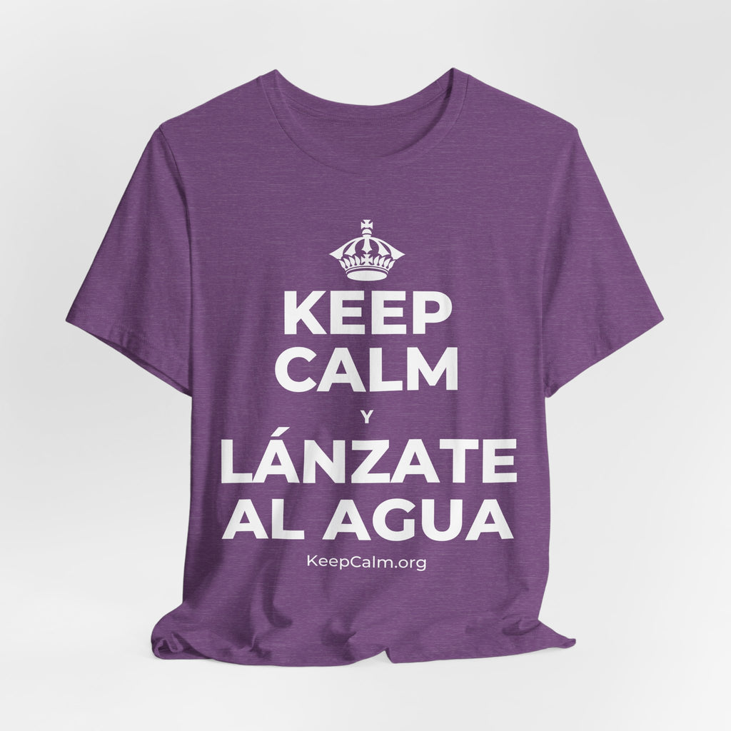 KEEP CALM Y LÁNZATE AL AGUA T-Shirt (Baby Blue–Silver)