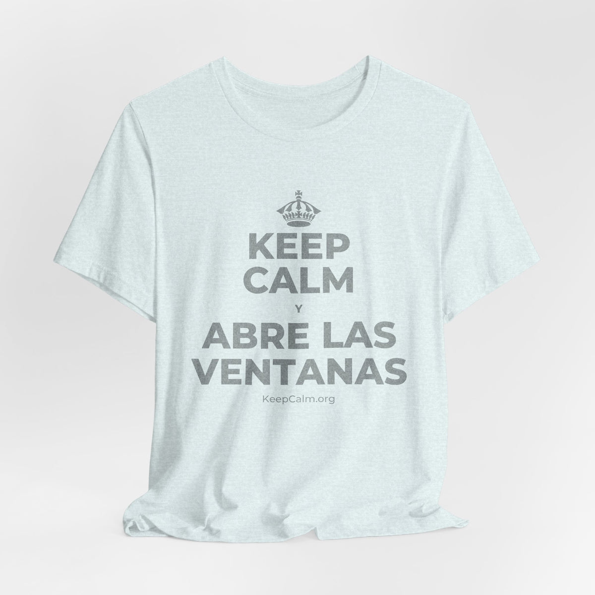 KEEP CALM Y ABRE LAS VENTANAS T-Shirt (Soft Cream–Heather Mauve)
