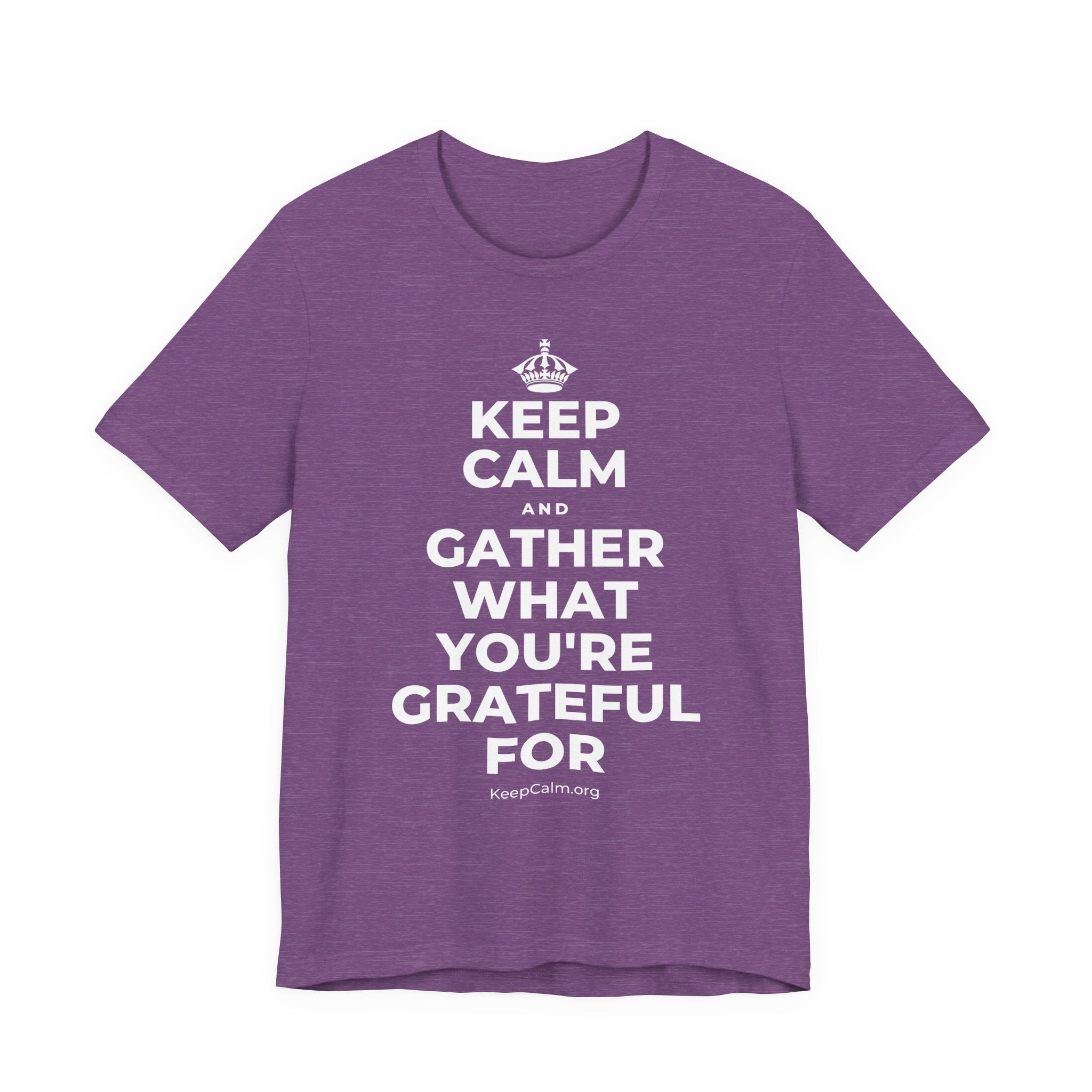 KEEP CALM AND GATHER WHAT YOU'RE GRATEFUL FOR T-Shirt (Baby Blue–Silver)