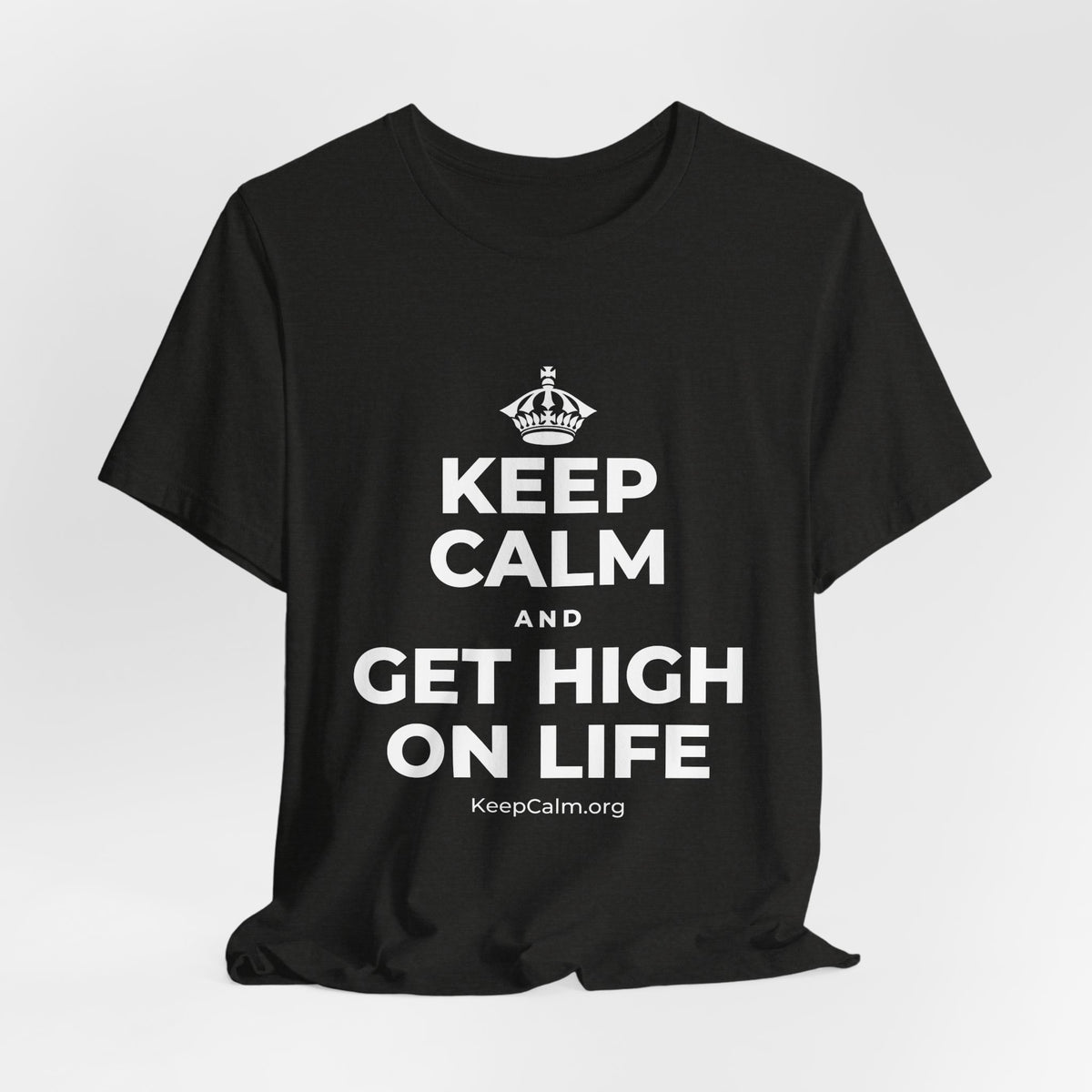 KEEP CALM AND GET HIGH ON LIFE T-Shirt (Soft Cream–Heather Mauve)