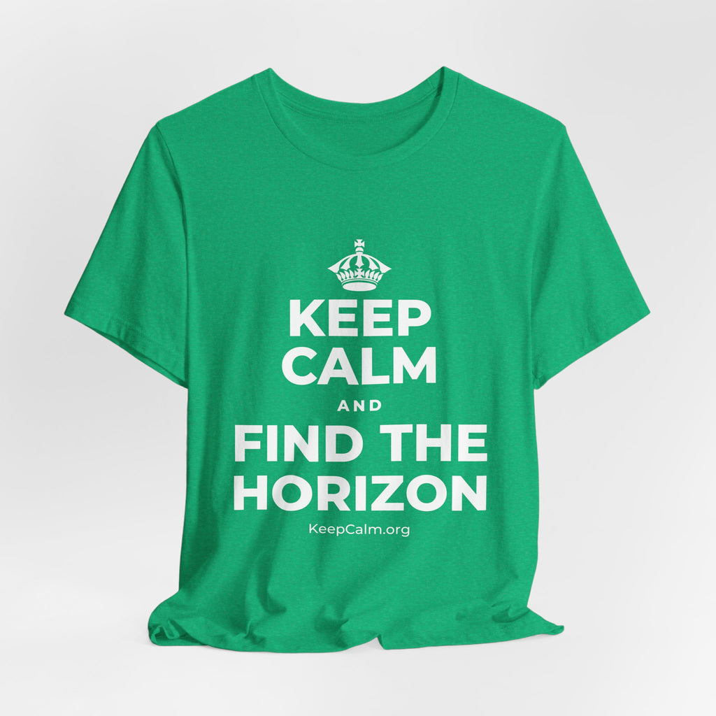 KEEP CALM AND FIND THE HORIZON T-Shirt (Baby Blue–Silver)