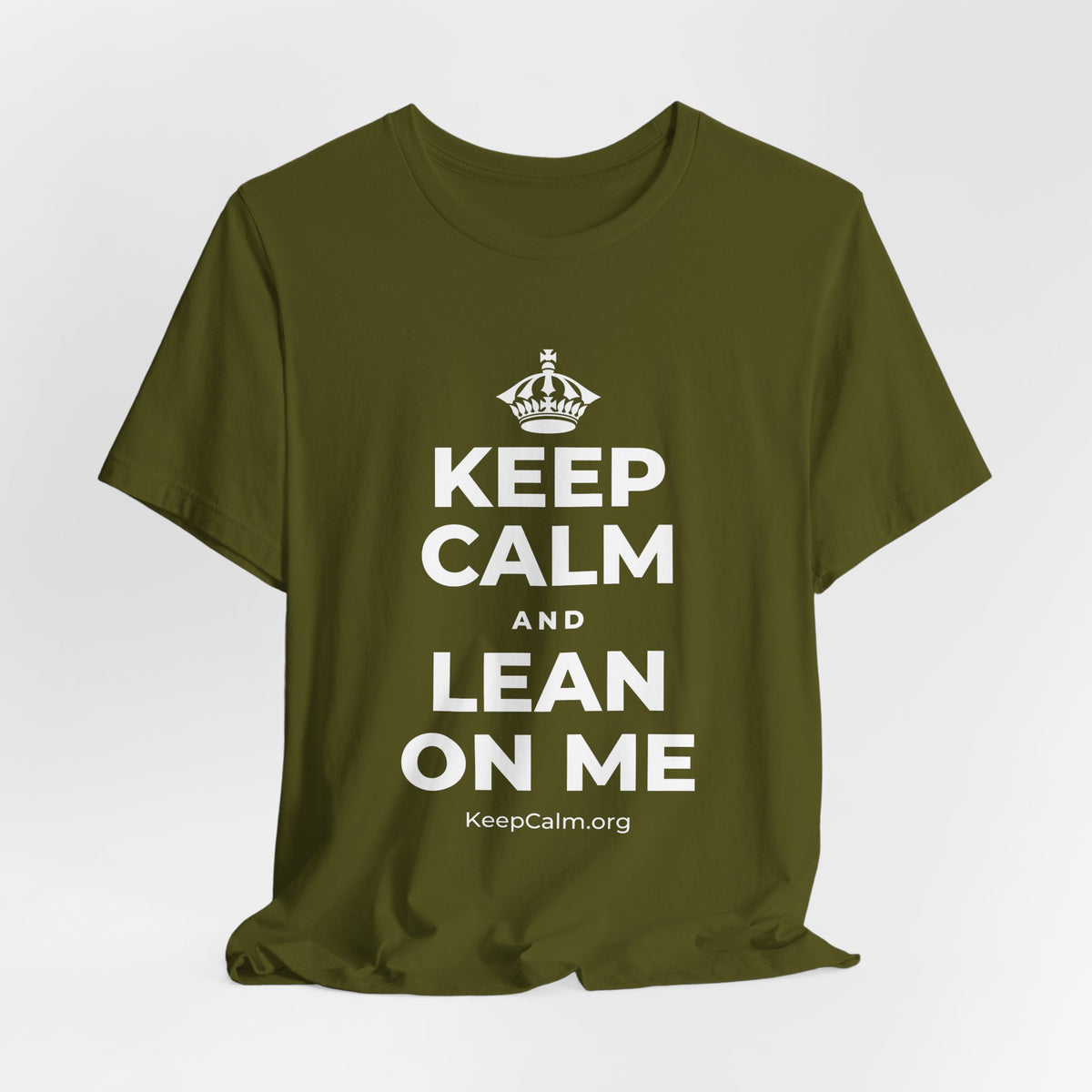 KEEP CALM AND LEAN ON ME T-Shirt (Baby Blue–Silver)