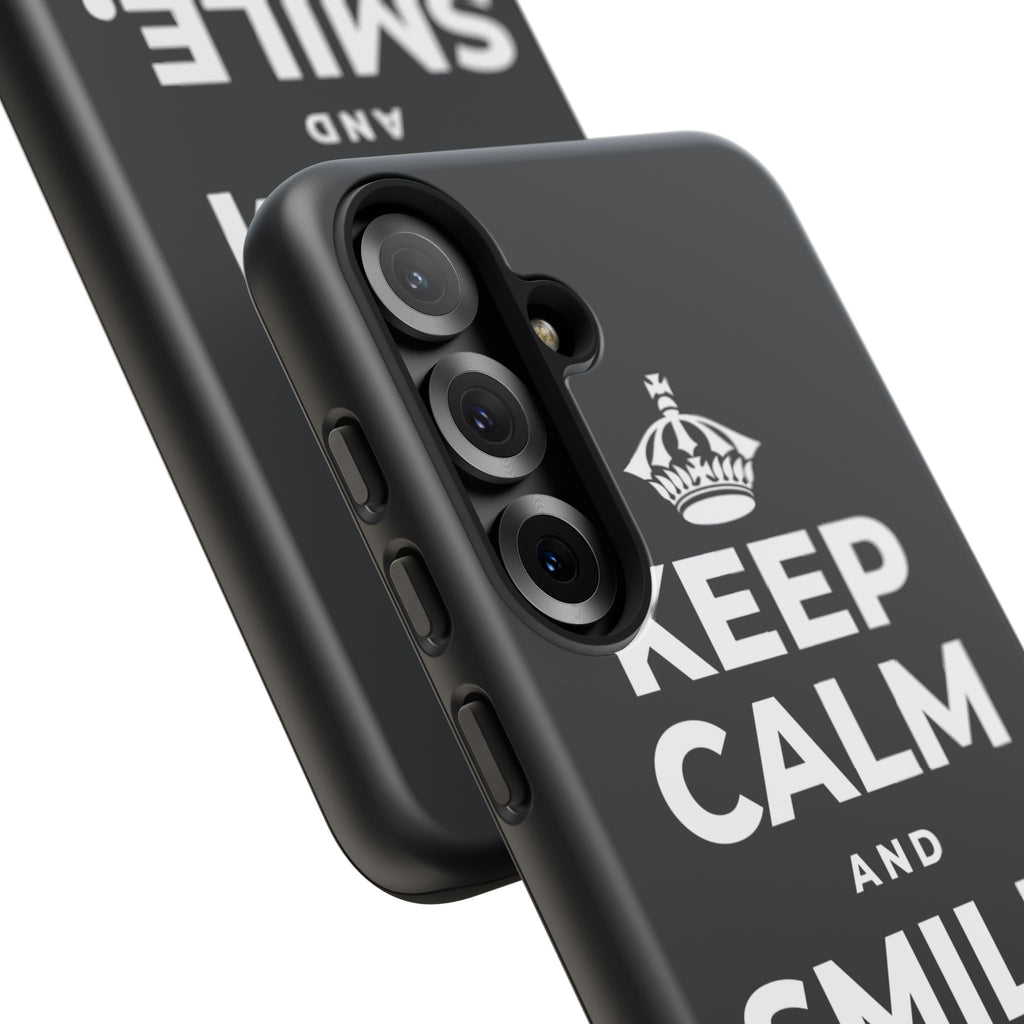 KEEP CALM AND SMILE, IT HELPS Phone Case (Dark)