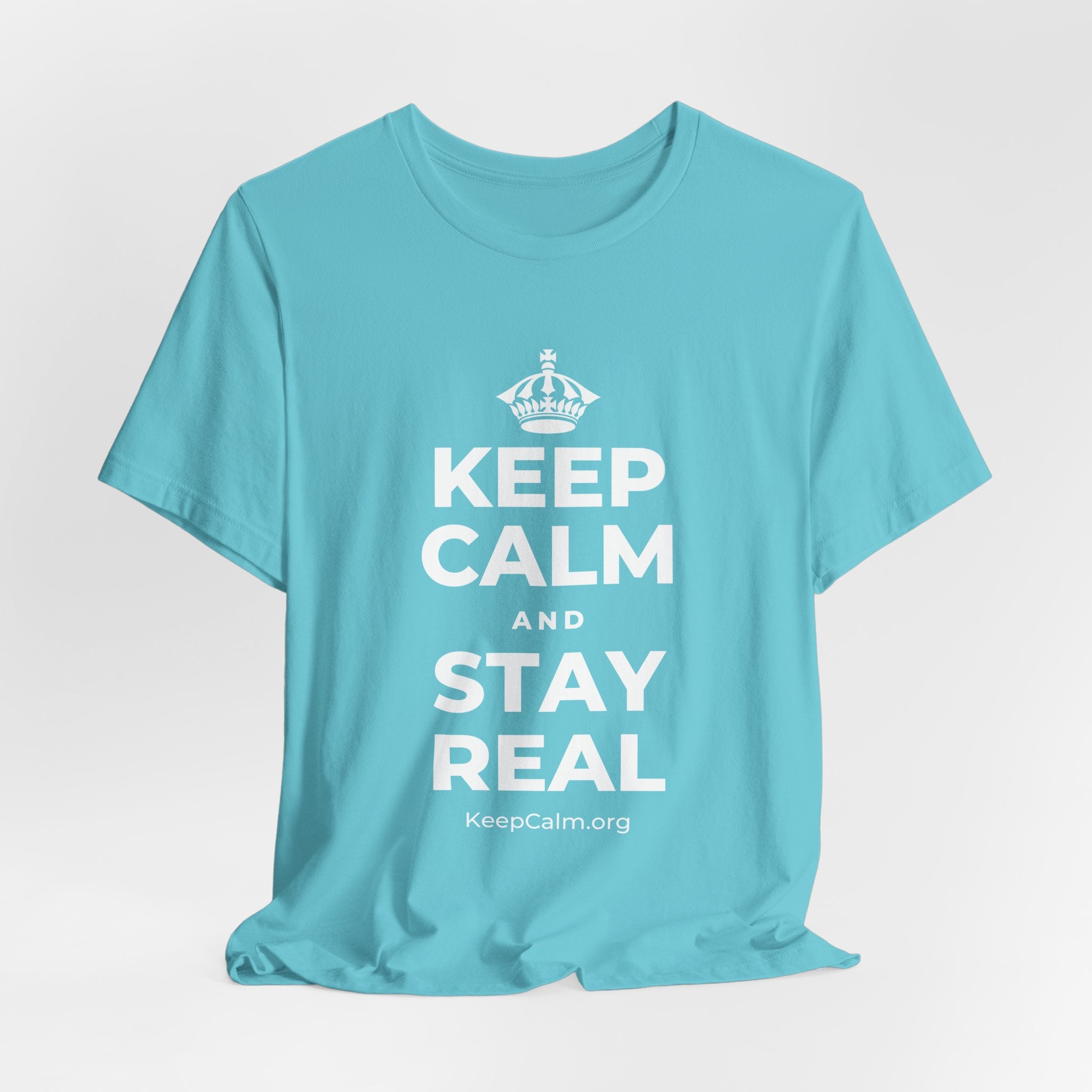 KEEP CALM AND STAY REAL T-Shirt (Soft Cream–Heather Mauve)