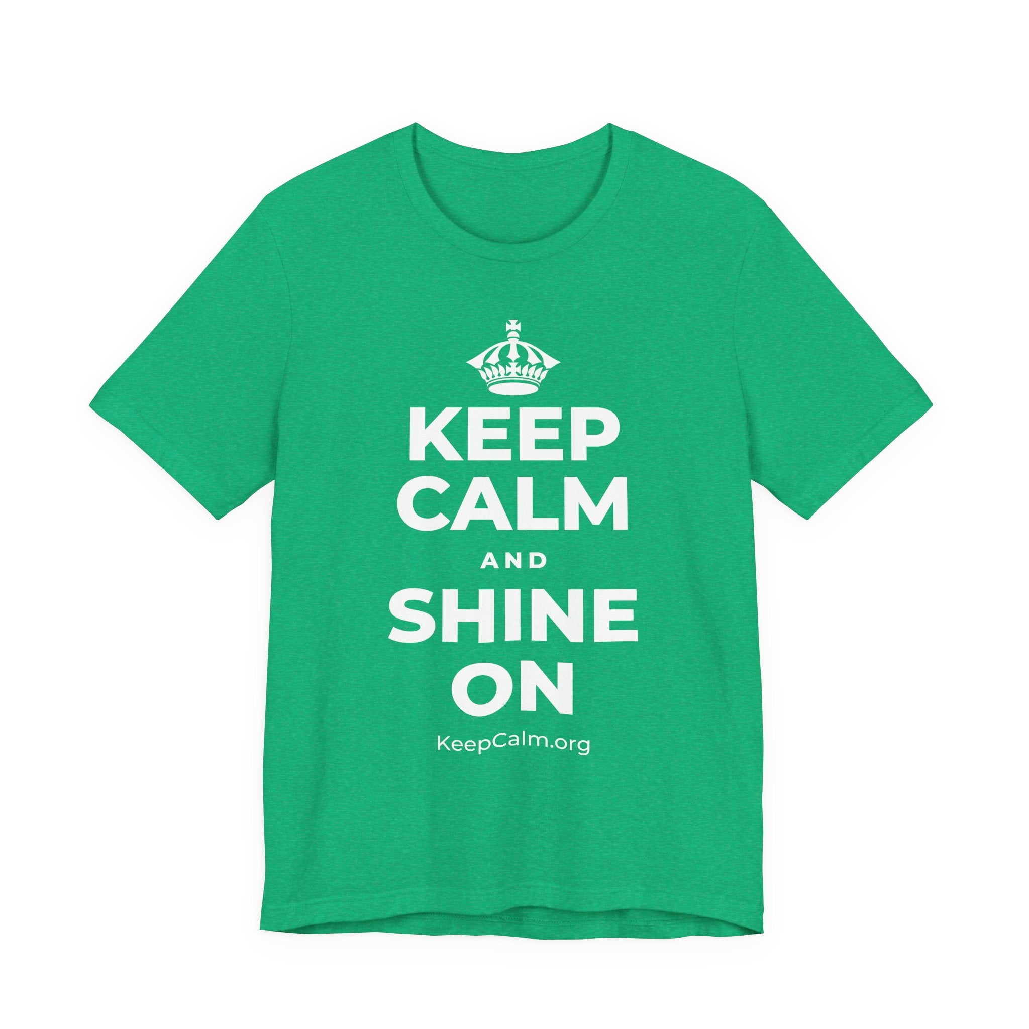 KEEP CALM AND SHINE ON T-Shirt (Baby Blue–Silver)