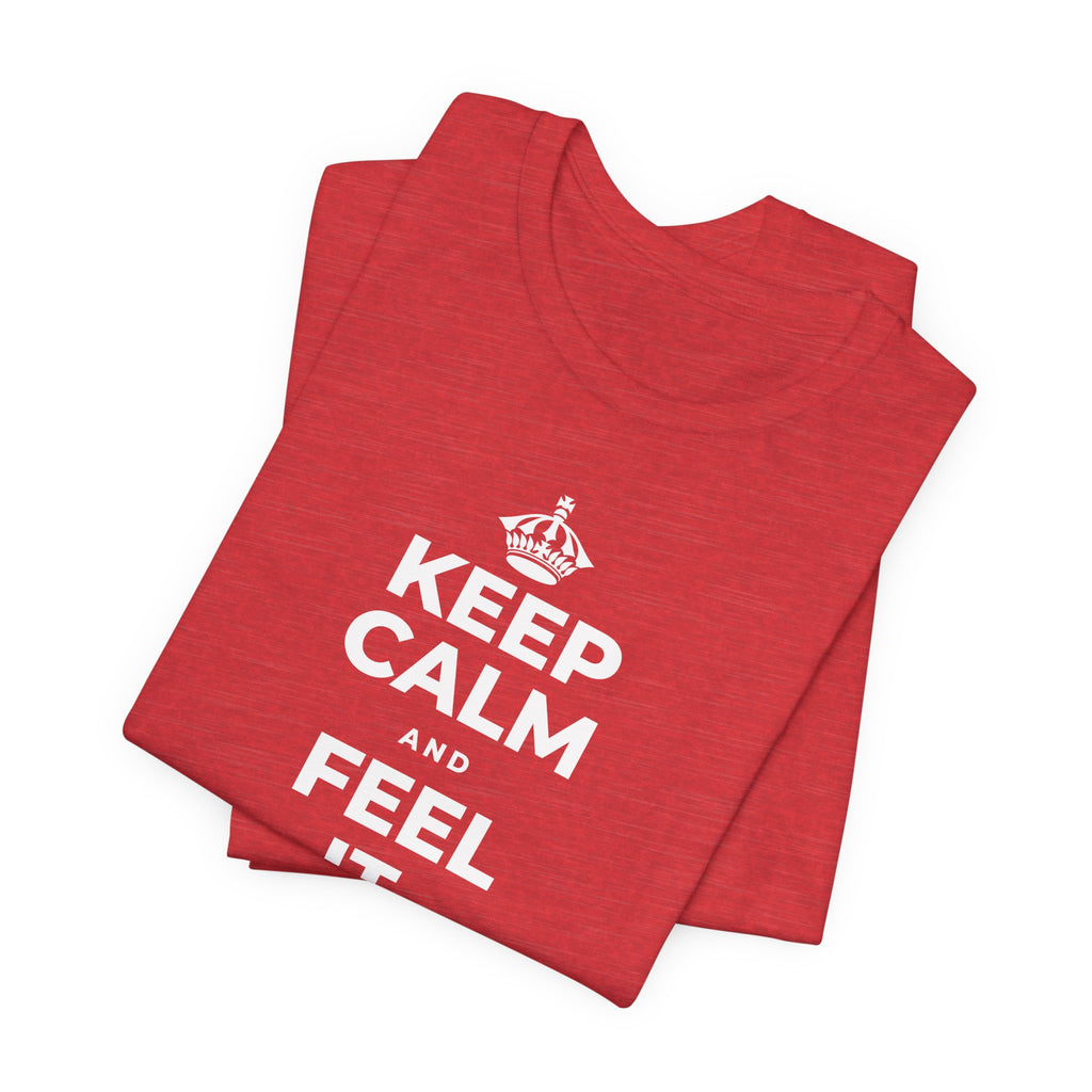 KEEP CALM AND FEEL IT, NOT FEED IT T-Shirt (Baby Blue–Silver)