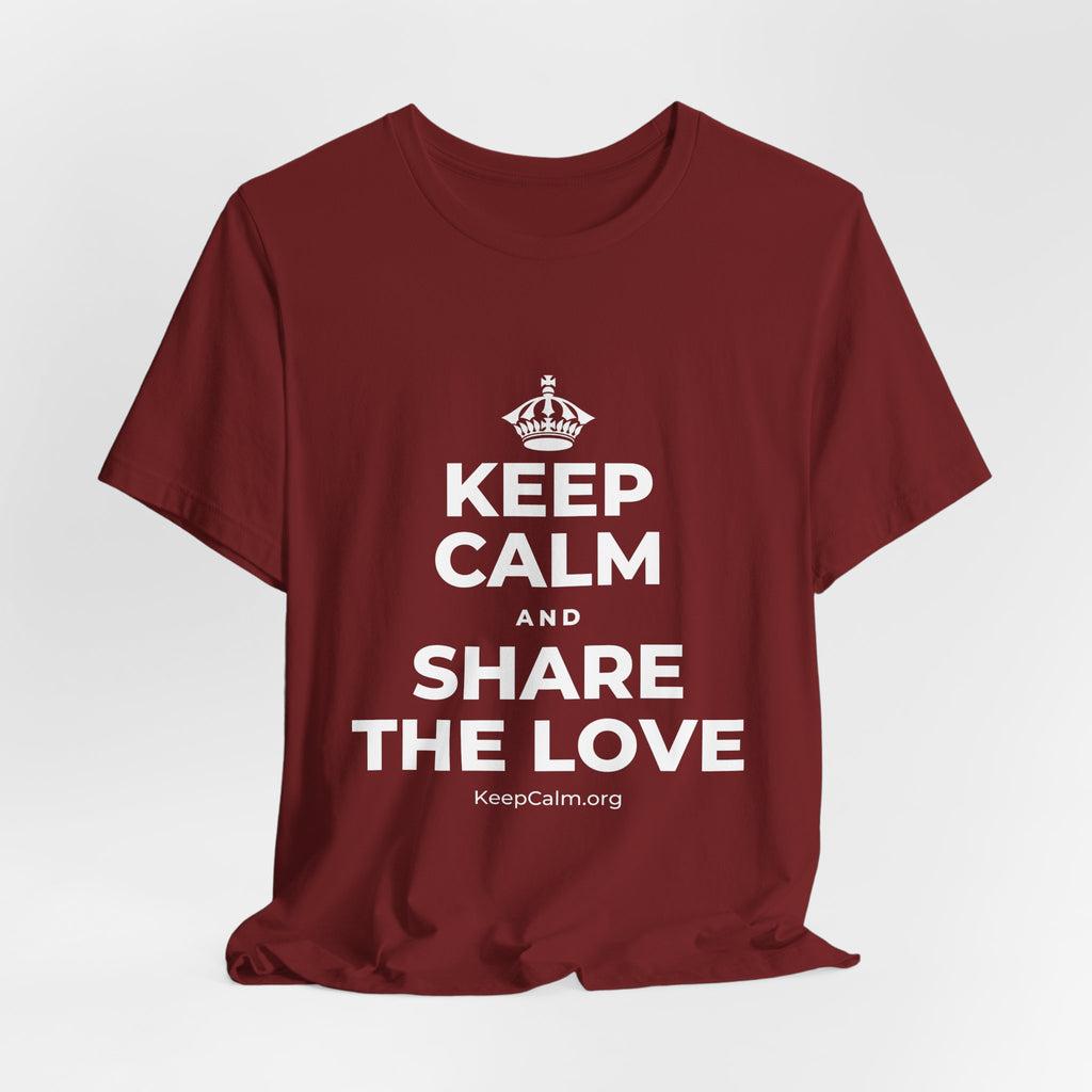 KEEP CALM AND SHARE THE LOVE T-Shirt (Baby Blue–Silver)