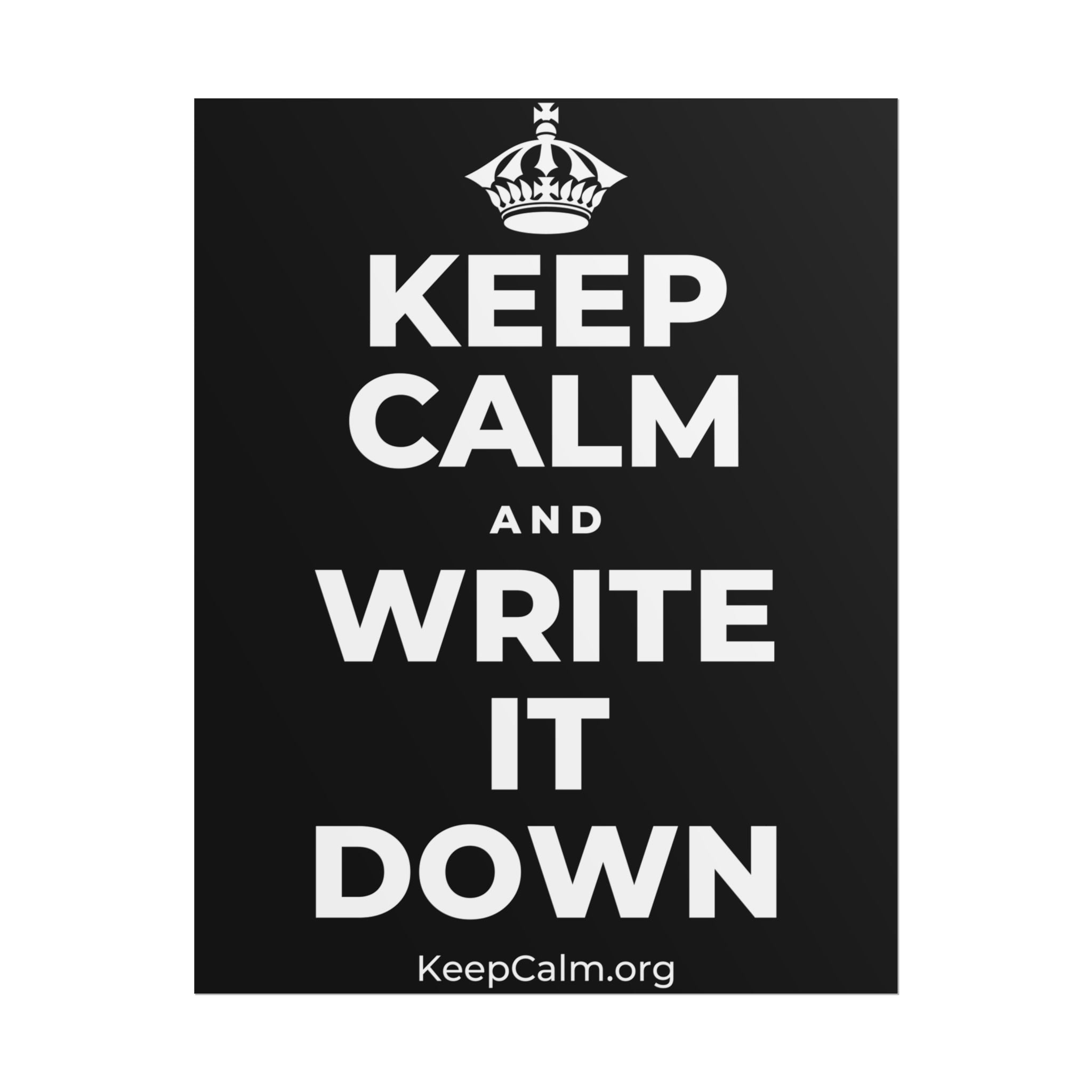 KEEP CALM AND WRITE IT DOWN Poster